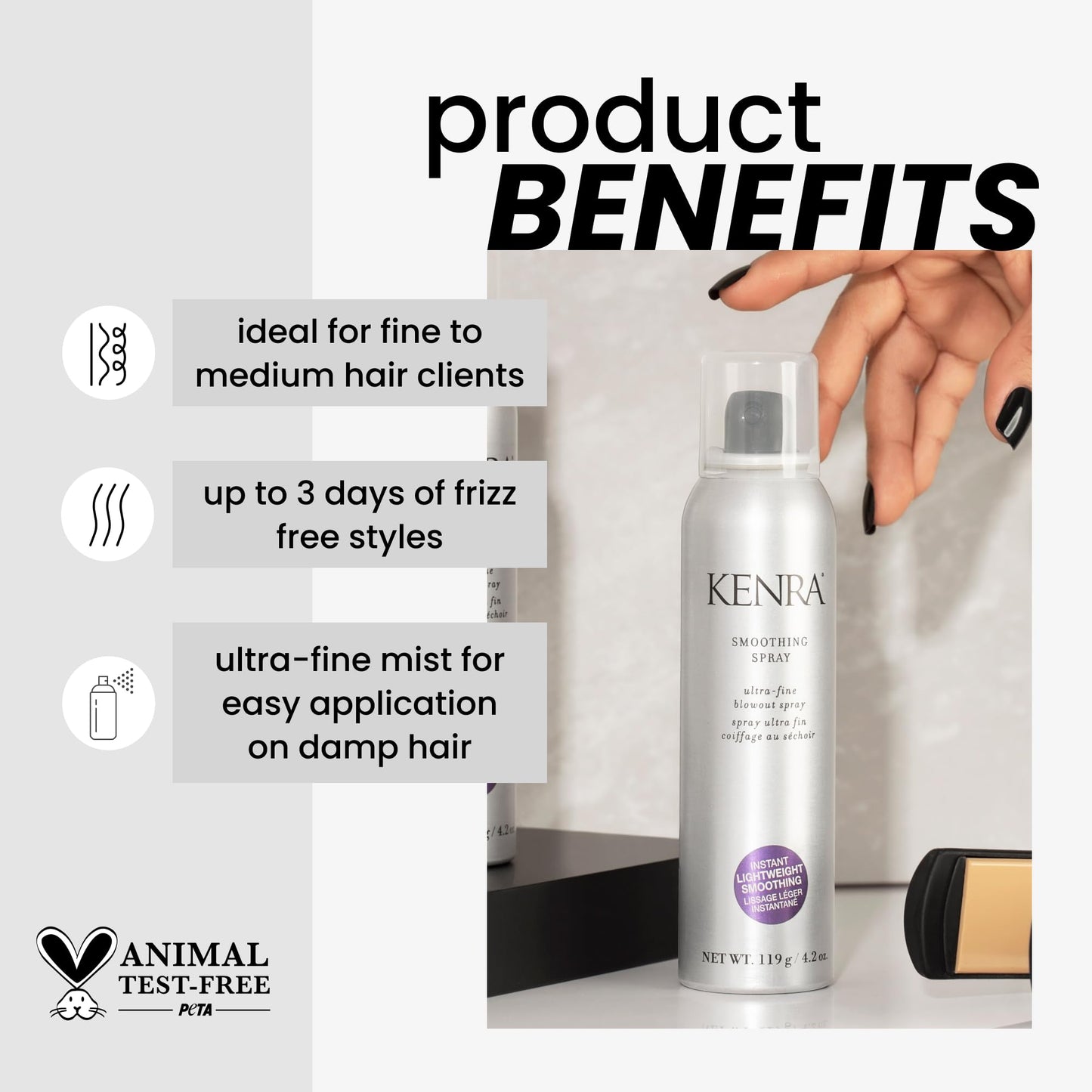 Lavender Kenra Professional Smoothing Spray | Ultra-Fine Blowout Spray | Heat Protectant | Provides Instant Smoothing For Fine To Medium Hair | Up to 3 Days of Frizz Control | Humidity Resistance | 4.2 oz.