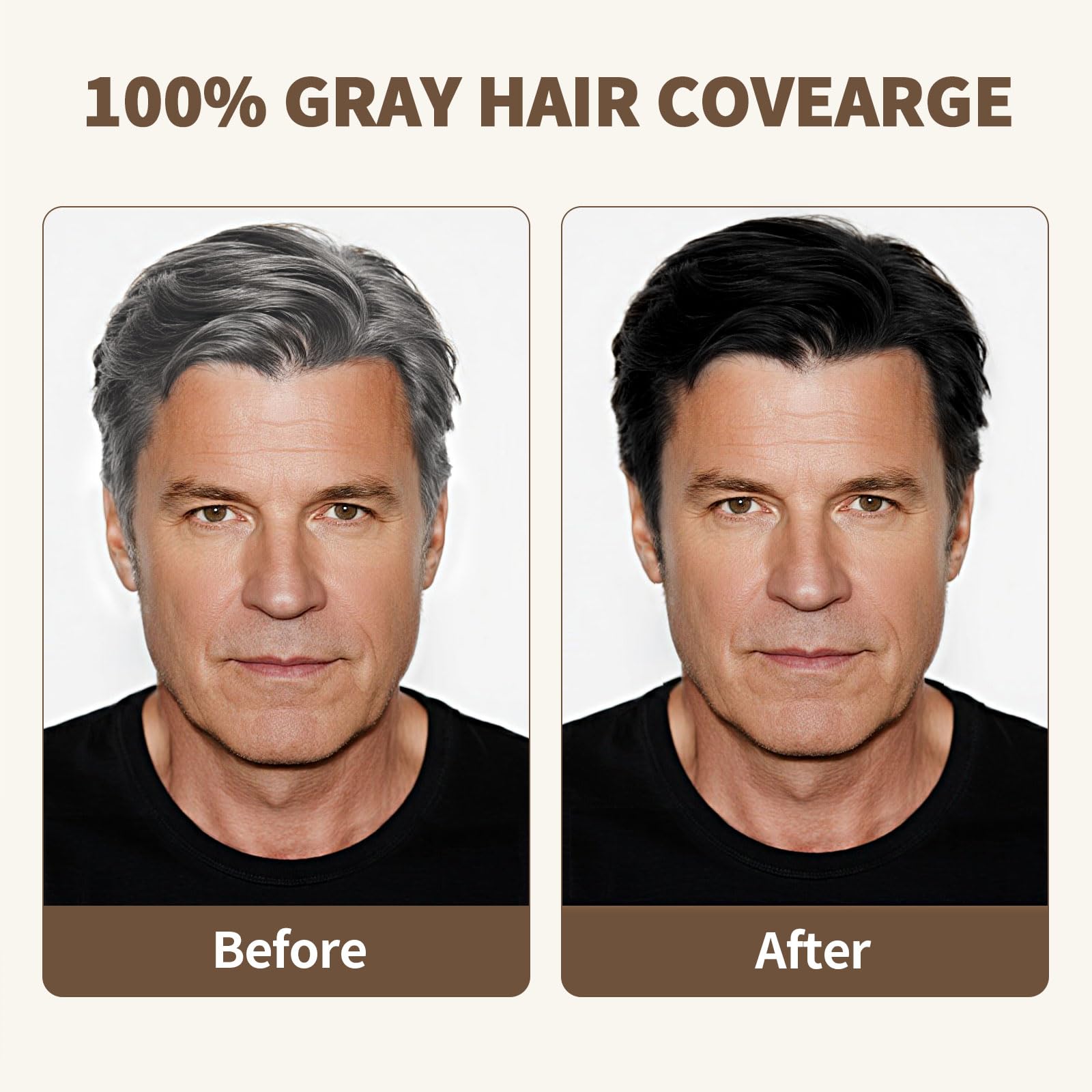 White Smoke Farndu Jet Black Hair Dye Shampoo Ammonia-free & PPD-free, Gray Hair Coverage Natural Herbal 3 in 1 Hair Color Shampoo for Women Men