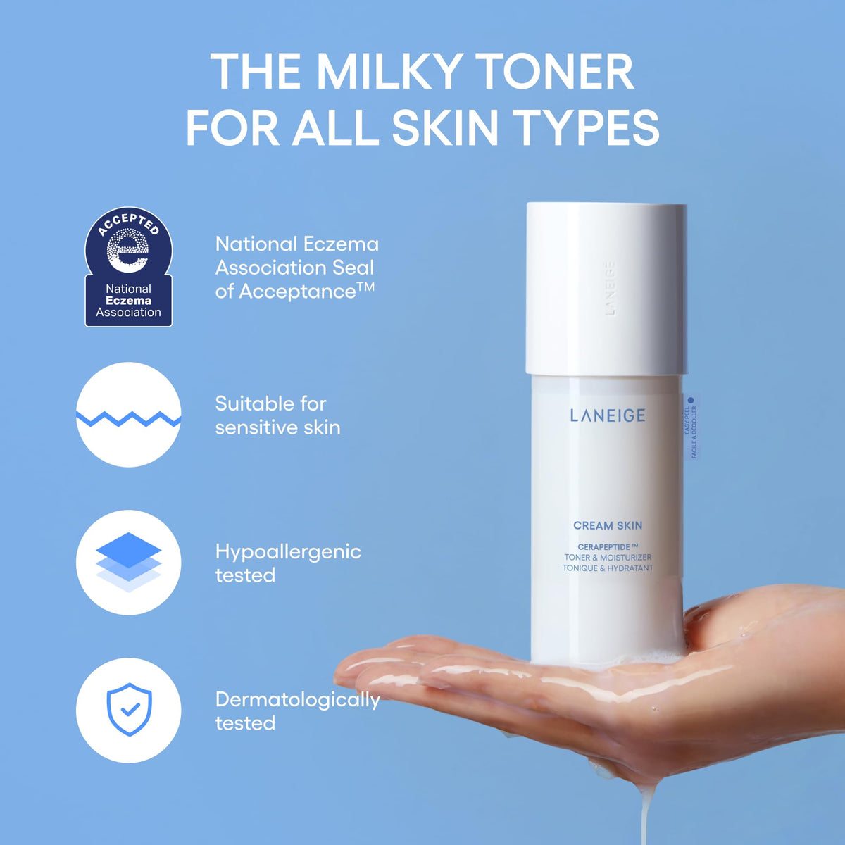 Sky Blue LANEIGE Cream Skin Face Hydrating Milky Toner | Korean Toner & Moisturizer