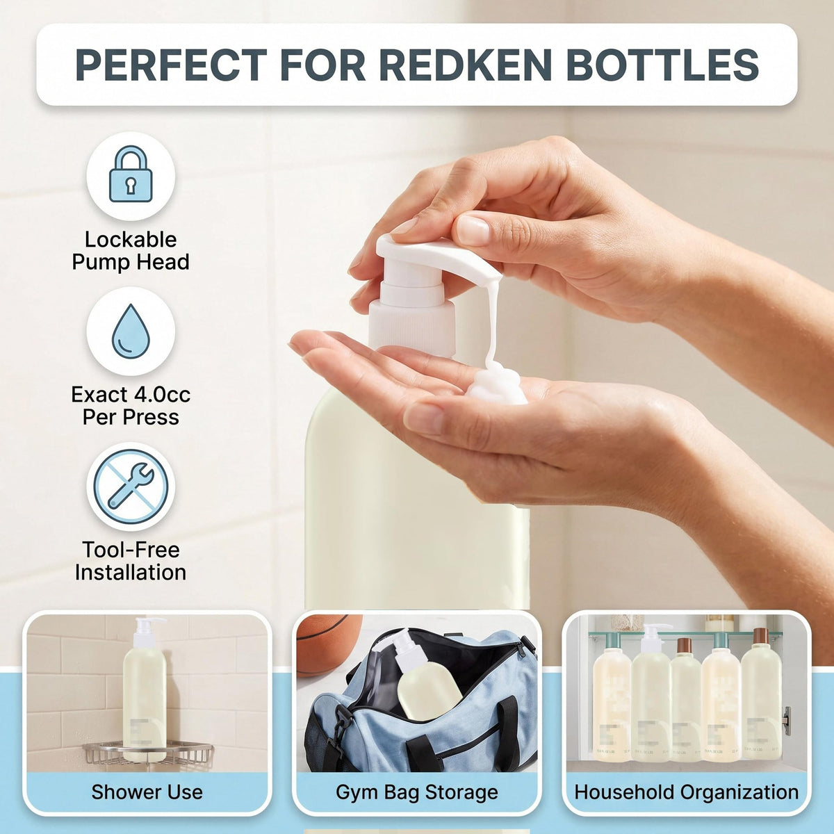 White Smoke 2 Pack Liter Pump for Aveda Shampoo and Conditioner 33.8 oz Bottles, Liter Shampoo Pump for Aveda, Pump for Shampoo Bottle 33.8 oz Pumps Dispenser