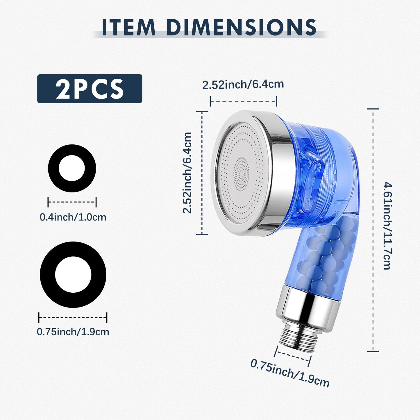 White Smoke Garaook Blue Shampoo Bowl Sprayer Head with Filter, 2PCS Sprayer Head for Portable Salon Sink, 3 Sprayer Modes and High Pressure