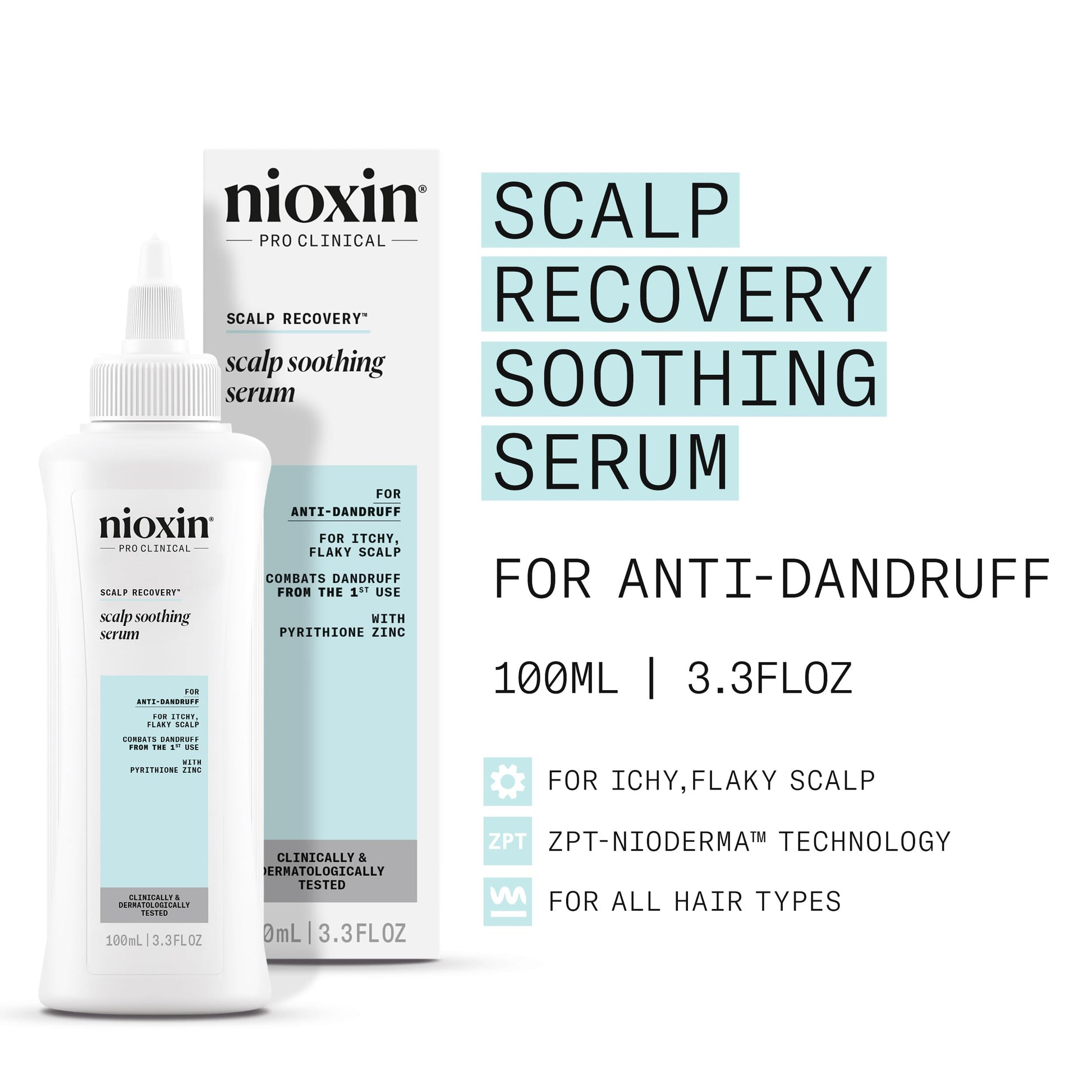 White Smoke Nioxin Scalp Recovery System Scalp Soothing Serum | With Pyrithione Zinc and Green Tea Extracts | 3.38 Fl Oz