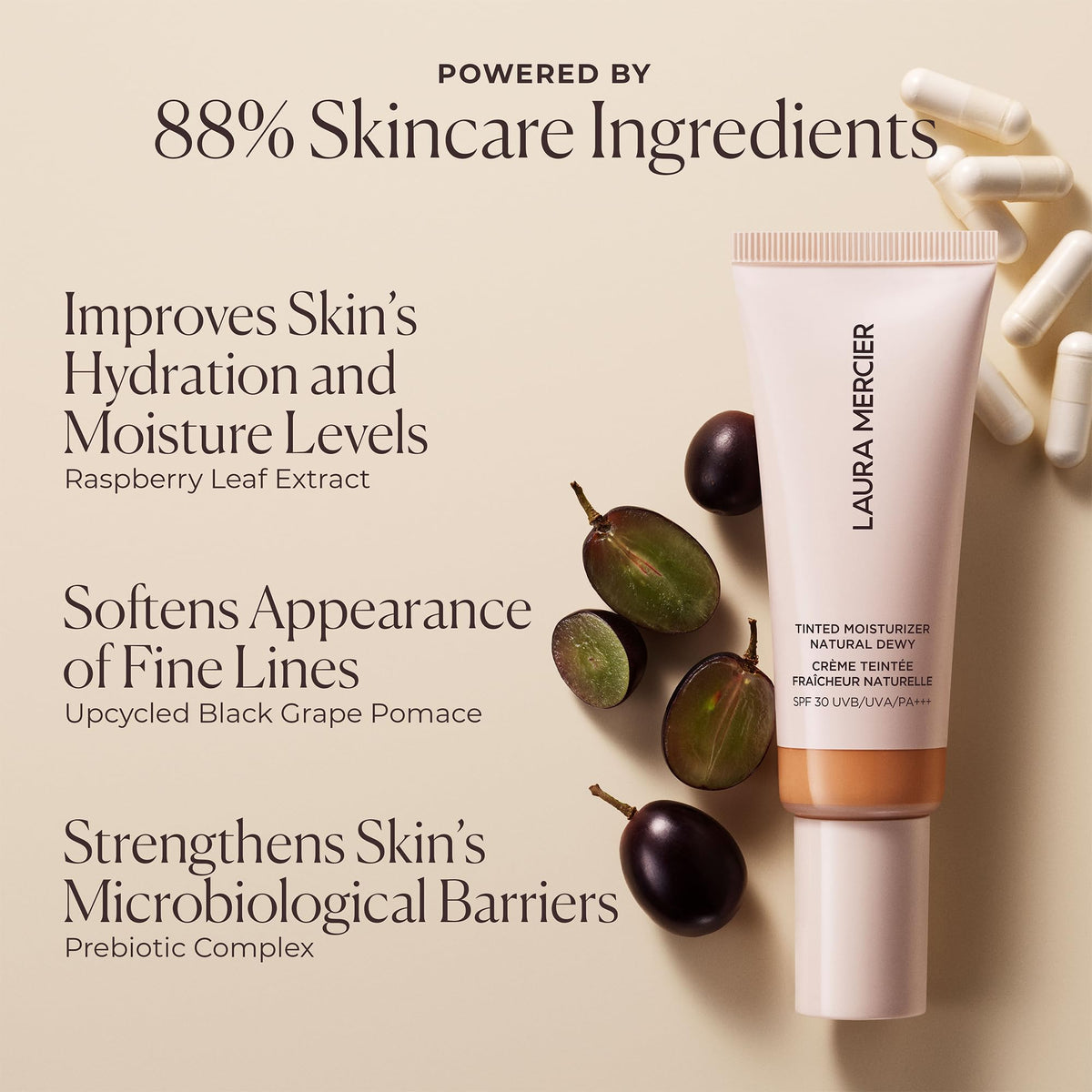 Light Gray Tinted Moisturizer Natural Dewy SPF 30-4C Hazel by Laura Mercier for Women - 1.5 oz Makeup