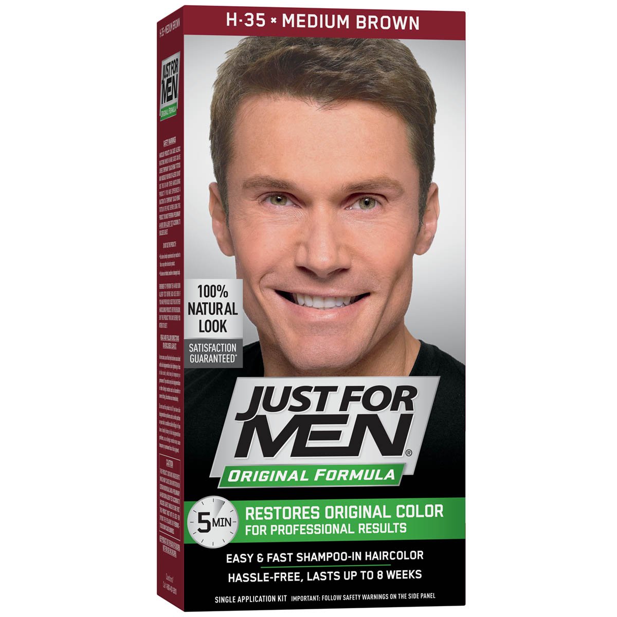 Black JUSTcomb FOR MEN Hair Color Medium Brown 35, 1 ea