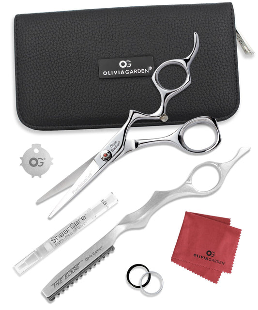 White Smoke Olivia Garden PrecisionCut Professional Hairdressing Shears Intro Case - With The Edge Razor - 6 Items, 5"