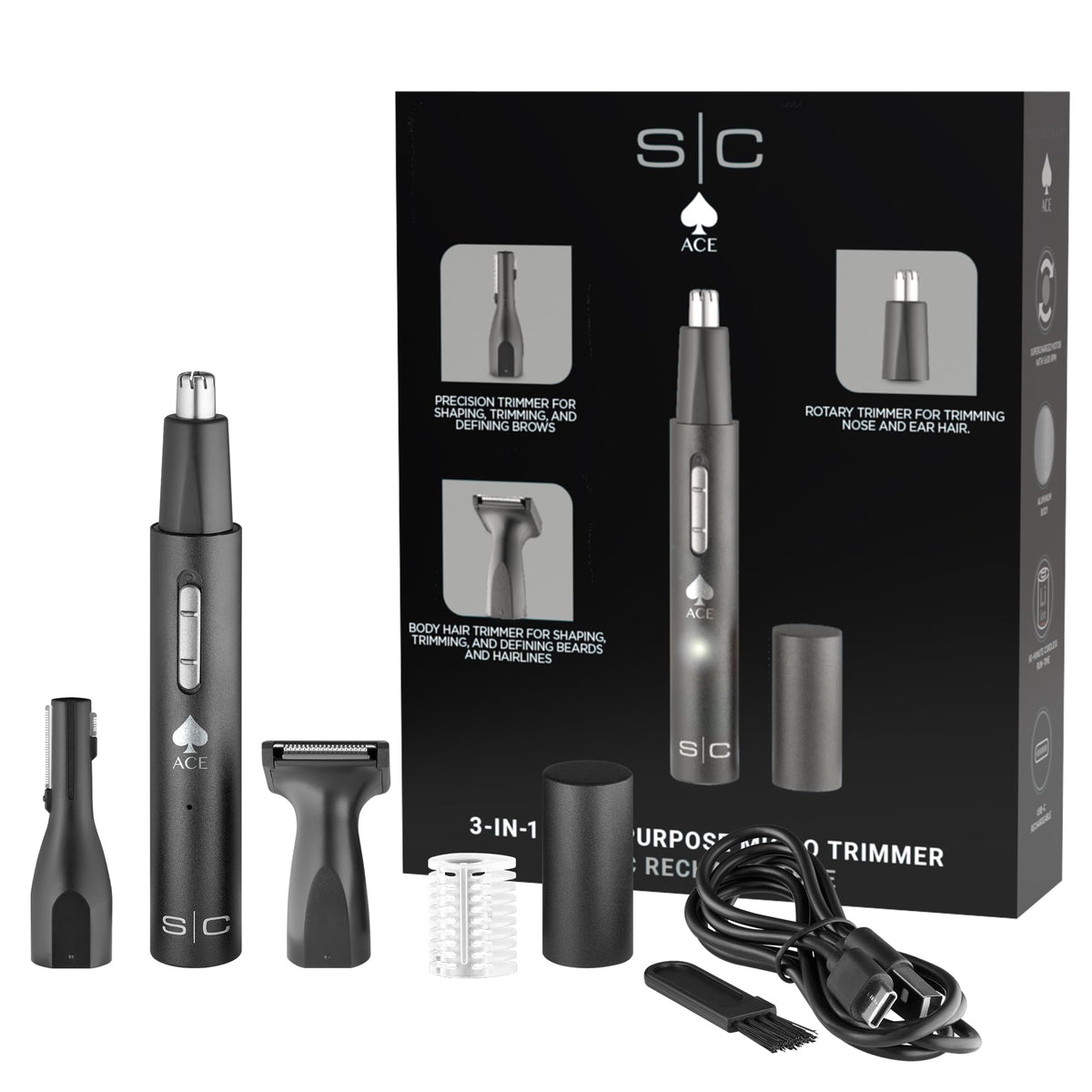 White Smoke StyleCraft Ace Multipurpose Micro Hair Trimmer 3 in 1 Grooming Trimmer
