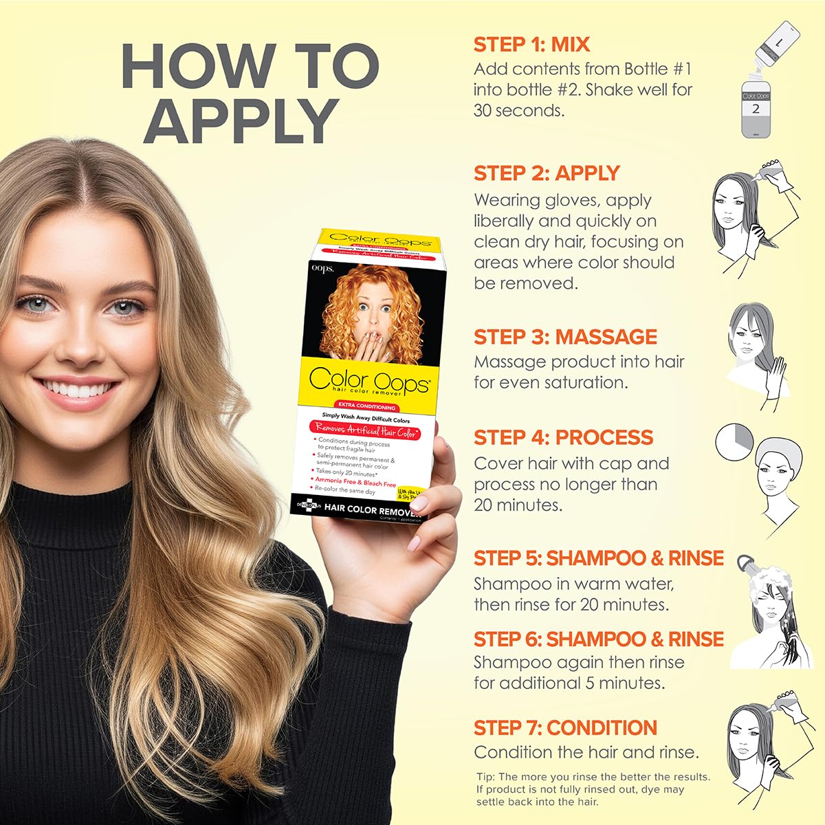 Beige Color Oops Extra Conditioning Hair Color Remover, 1 Application, Hair Dye Remover Processes in 20 Minutes, Safely Removes Permanent & Semi-Permanent Dye, Ammonia & Bleach Free