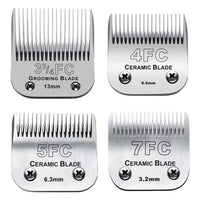 White Smoke 4pcs Dog Grooming Blades Compatible with Andis Dog Clippers,Detachable Ceramic Blade & Stainless Steel Blade (3FC+4FC+5FC+7FC)
