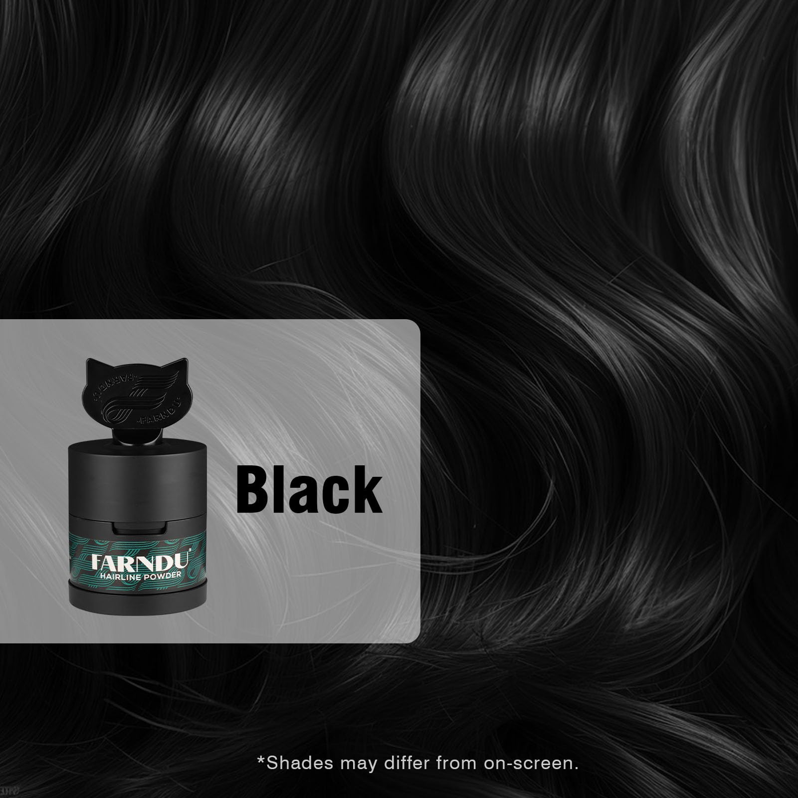 Black Farndu Root Touch Up Hair Color 12g, Instantly Hairline Powder, Hair Root Touch Up, Bald Spots Hair Color Concealer for Women & Men, 24-Hour Stain-Proof, 2 Refills, Waterproof, Sweatproof, Black