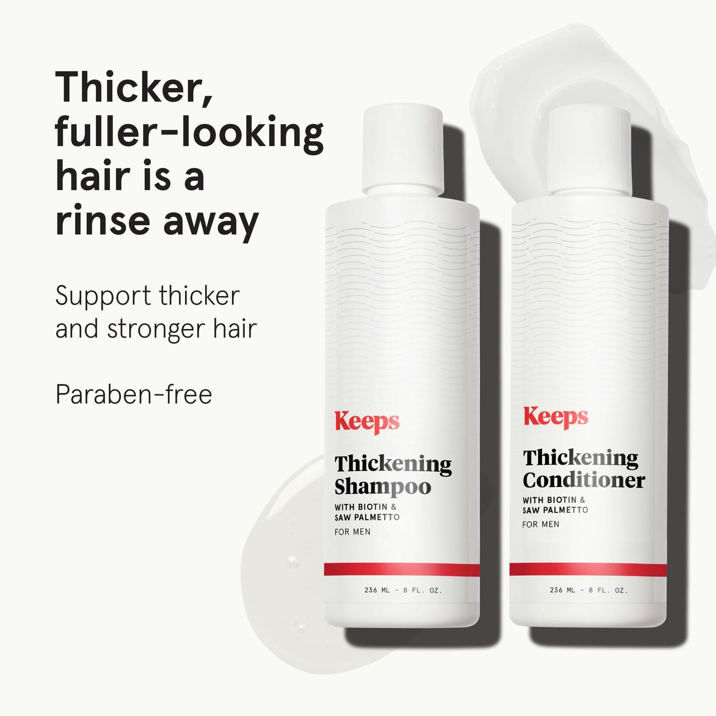White Smoke Keeps Thickening Shampoo & Conditioner for Men - Anti-Thinning Hair Care Duo with Biotin, Caffeine & Saw Palmetto - Color-Safe Men's Volumizing Shampoo & Conditioner - DHT-Blocker - 8 Oz Each