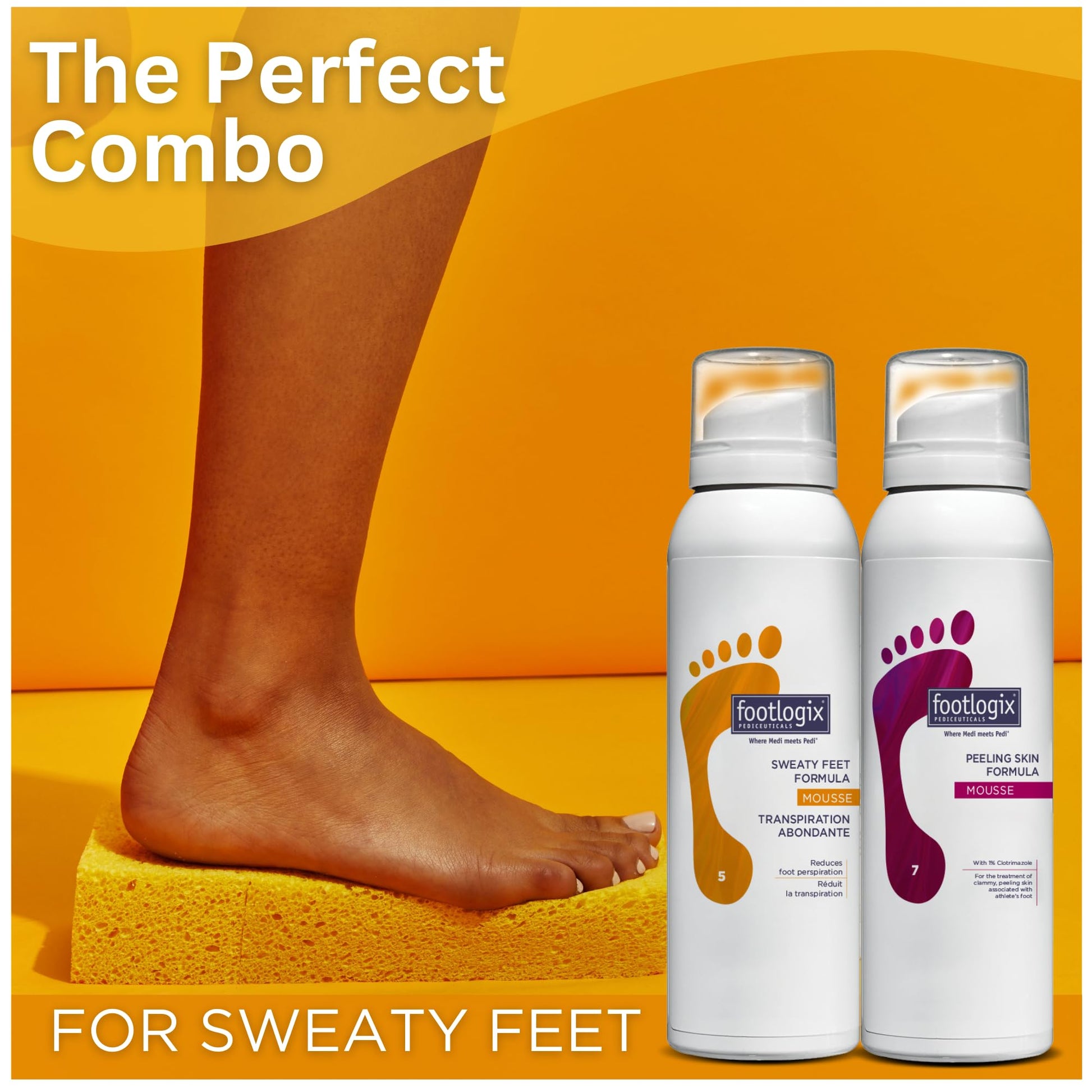 Dark Orange FOOTLOGIX Sweaty Feet Formula, 4.23 oz