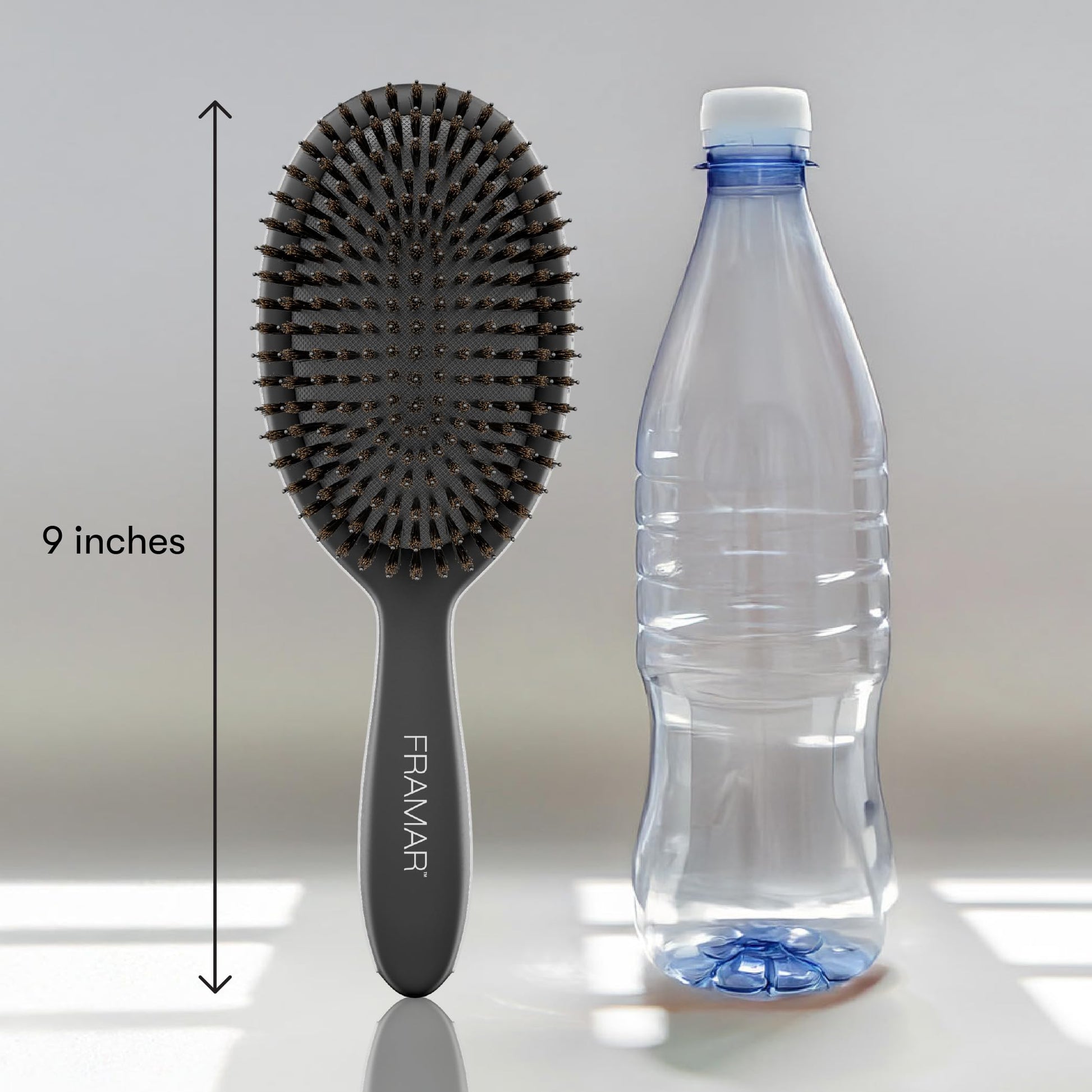 Gray FRAMAR Soft Boar Bristle Hair Brush For Women – Boars Hair Brush For Women, Boar Brush For Fine Hair, Hairbrush For Fine Hair, Soft Bristle Brush For Slick Back, Volume and Shine - Black