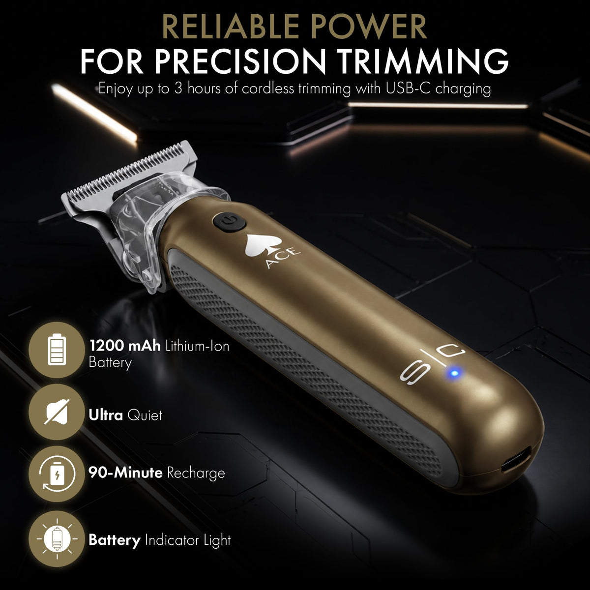 Black STYLECRAFT Ace Cordless Hair Trimmer, Slim Compact, Up to 7500 RPM Motor