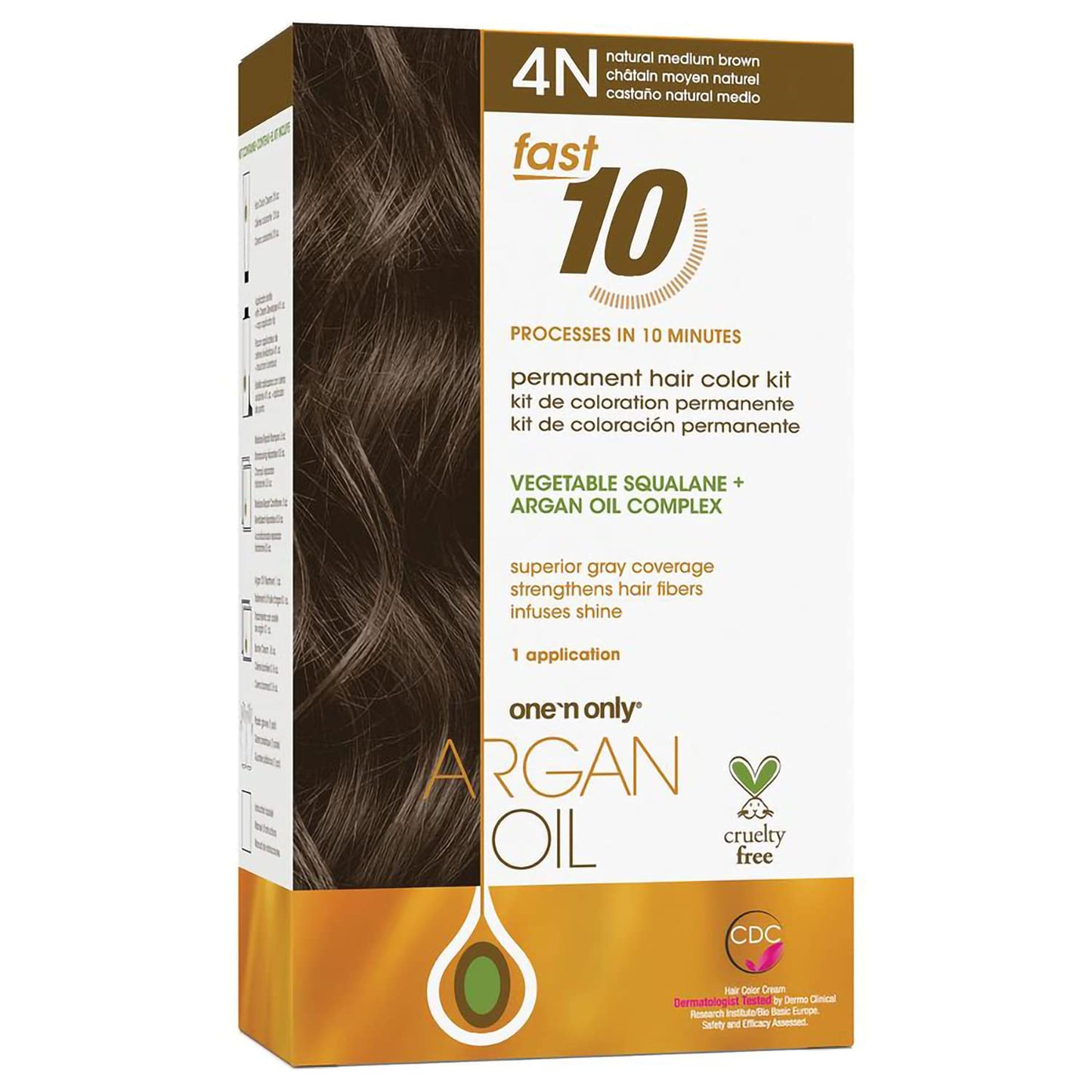 White Smoke One 'N Only Fast 10 Permanent Hair Color Kit - Hair Dye for Women with Argan Oil to Maintain Moisture Balance - Advanced Micro-Pigments for Natural Tones (4N Medium Brown)