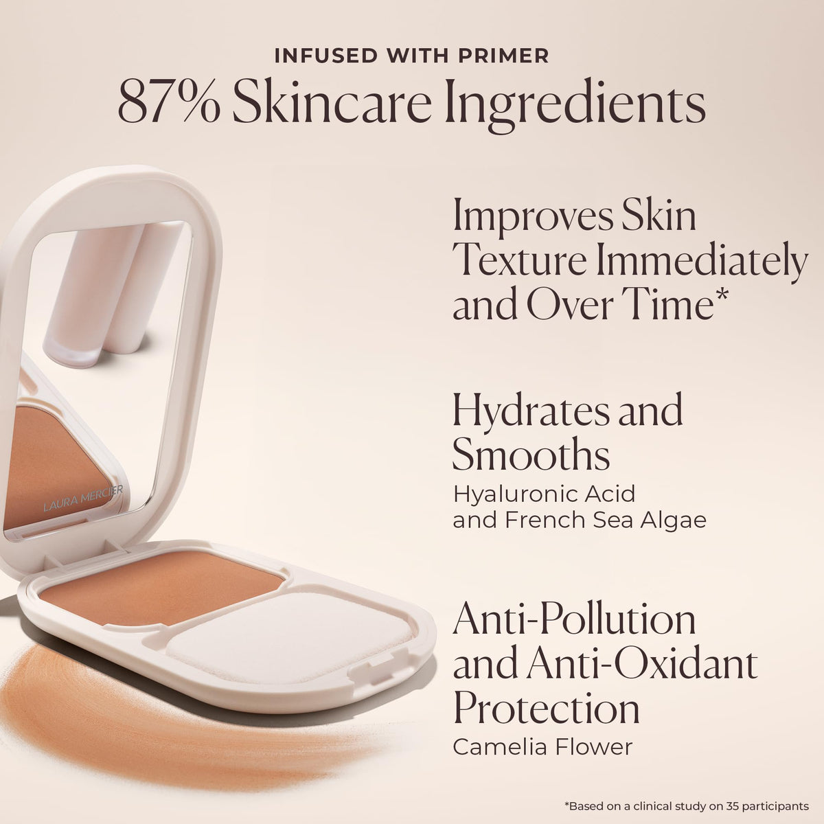 Misty Rose Laura Mercier Real Flawless Powder Foundation, 1W Brioche, 0.26 oz