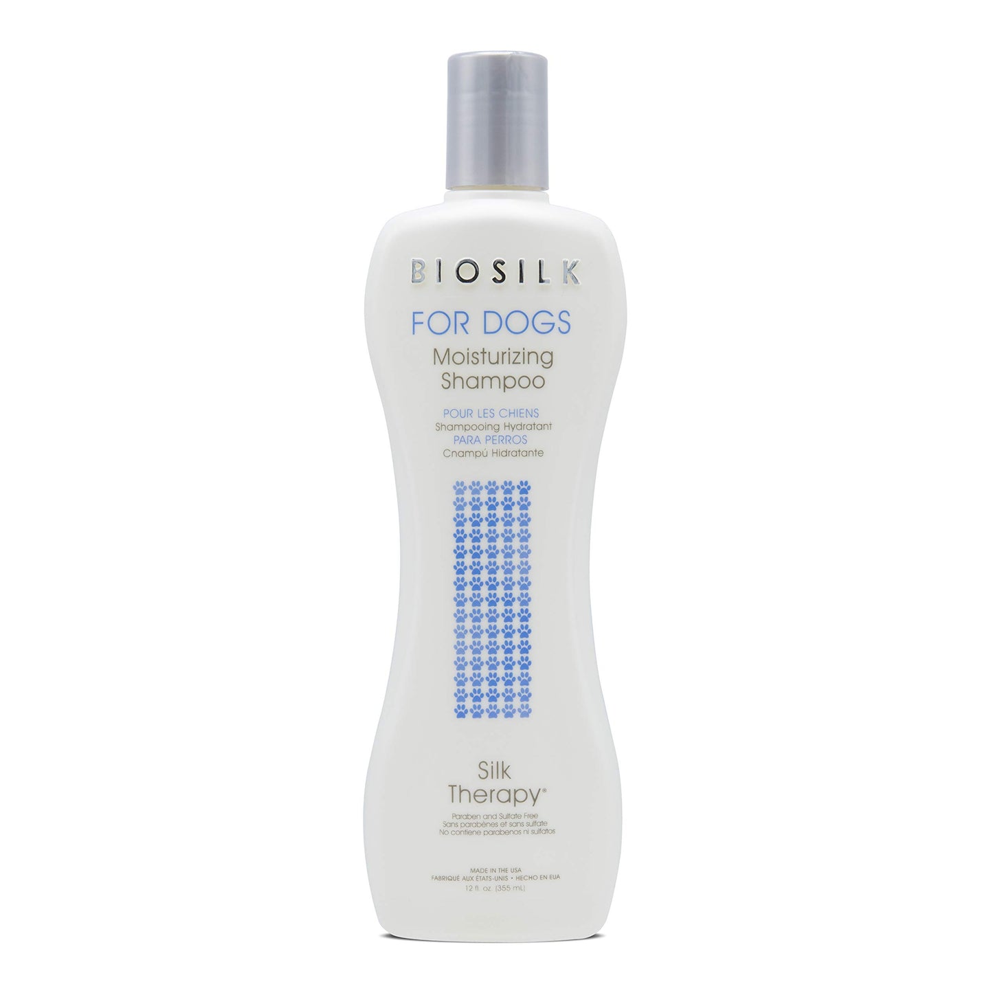Light Gray BioSilk for Dogs Silk Therapy Moisture Shampoo with Silk Proteins and Vitamins, Restores Shine and Softness, Sulfate Free, Paraben Free, pH Balanced, Made in USA, 12 Fl Oz
