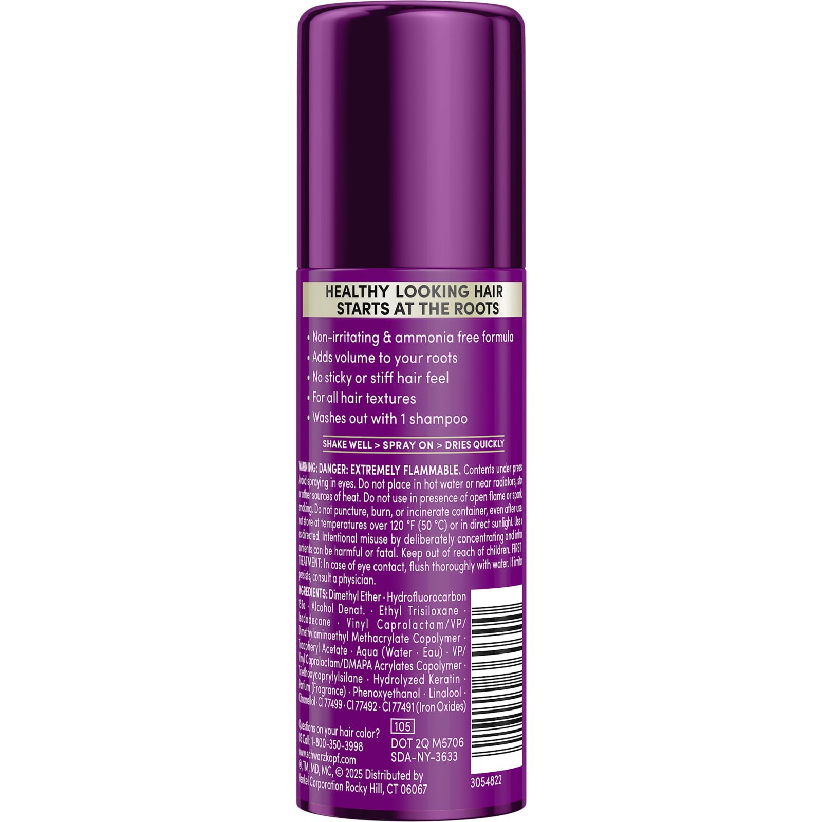 Maroon Schwarzkopf Keratin Color Root Temporary Hair Color Spray, Medium Brown, Instant Gray Coverage, Thicker, Fuller-Looking Roots, Easy-to-Use, No Ammonia, Low Mess Application, Scalp Friendly