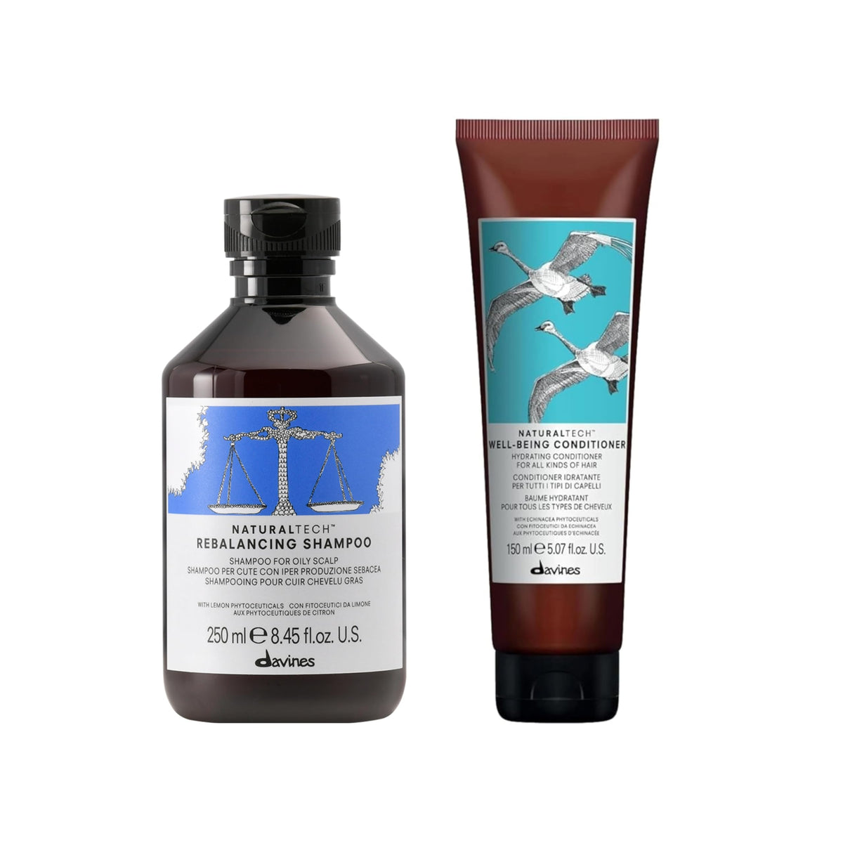 White Smoke Davines Naturaltech REBALANCING Shampoo, Gently Cleanse The Scalp While Assisting With Excess Sebum Production, Add Shine