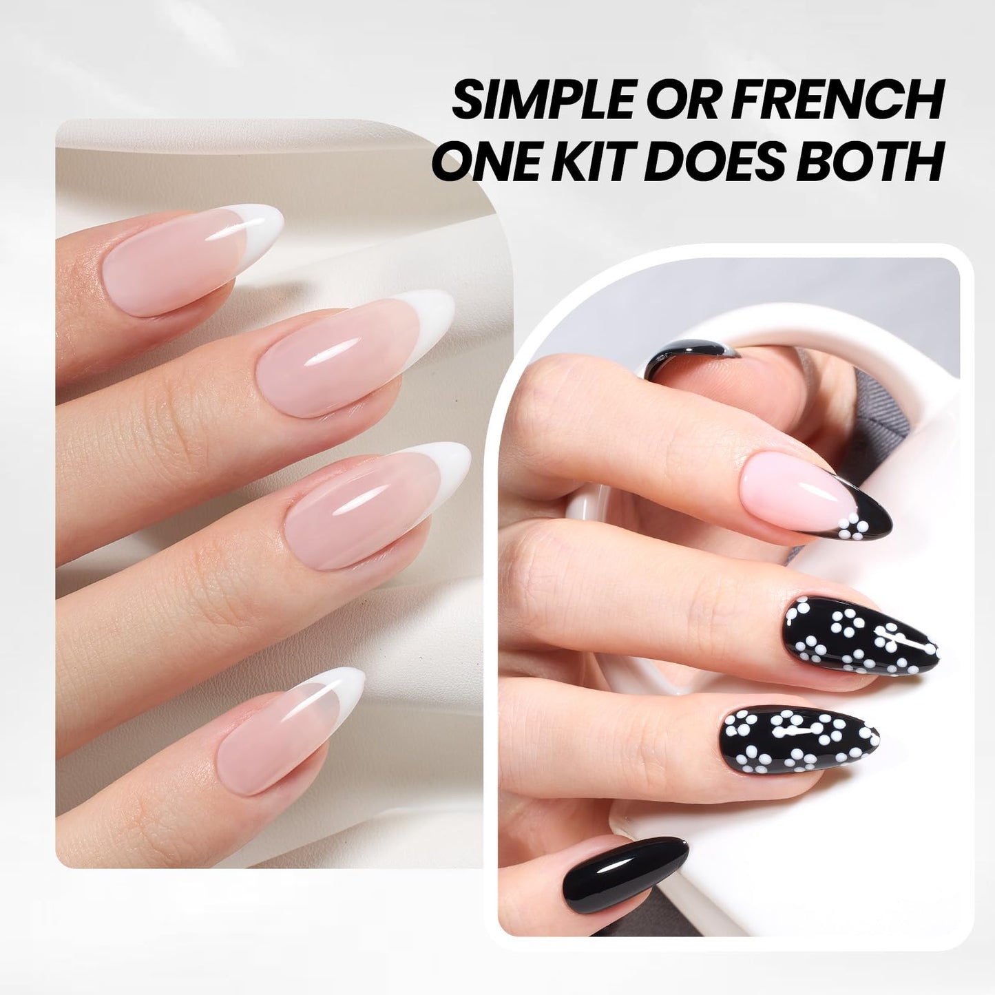 White Smoke Beetles Black White Gel Polish Set - 2 Pcs 15ml Full Size Black And White Colors Polish French Nails Soak Off Led Nails Art Manicure Salon Diy at Home