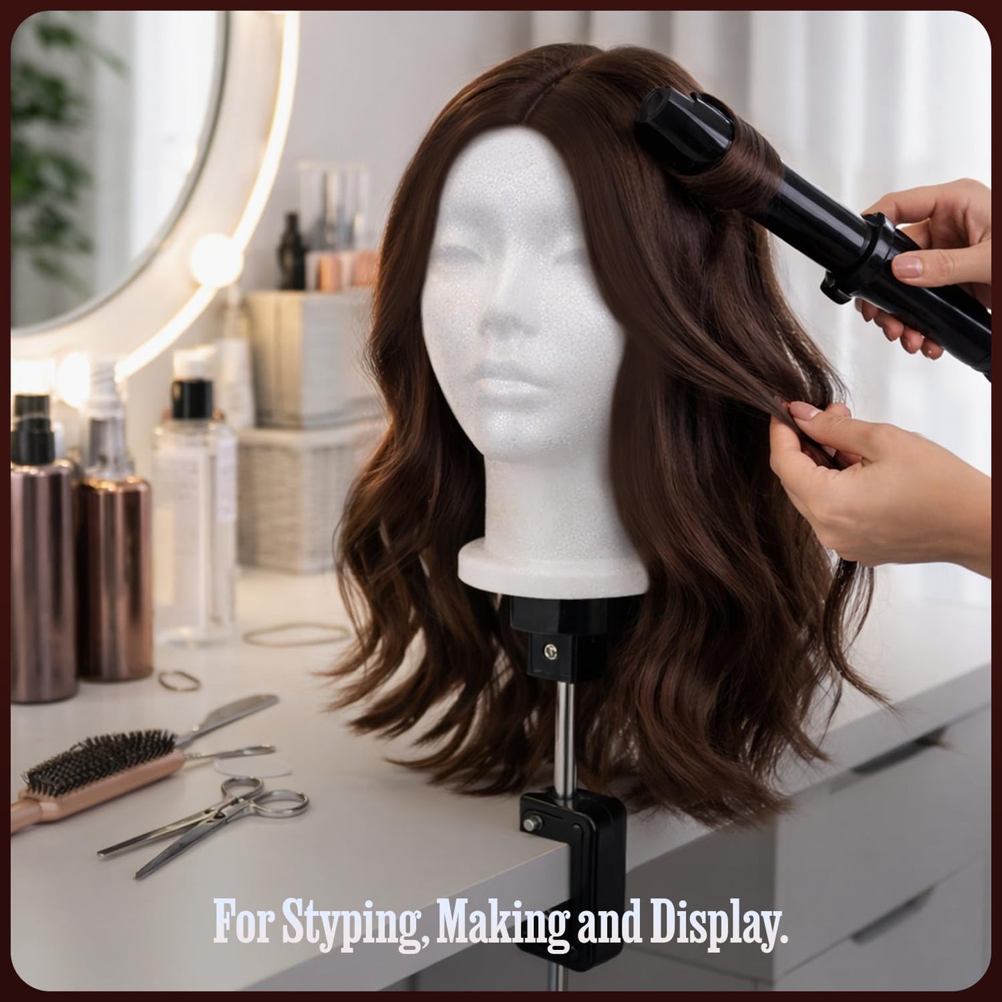 Black STUDIO LIMITED 11.4-Inch Styrofoam Mannequin Head (3 Pack) – White Foam Wig Display Stand for Wigs, Hats & Hairpieces, Professional Salon and Cosmetology Use