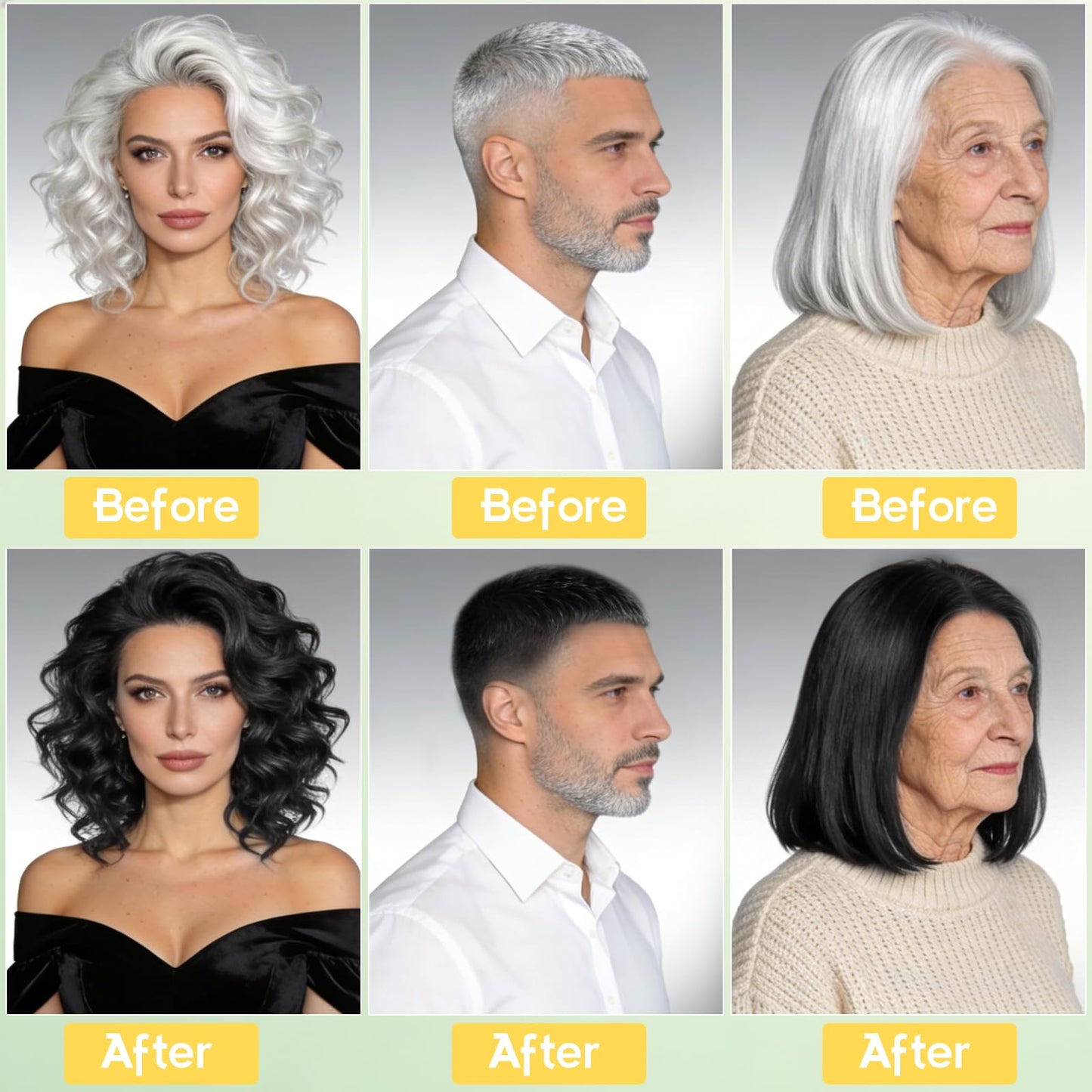 White Smoke GDRFNP Black Hair Dye Shampoo 3 in 1, Herbal Shampoo Hair Dye for Women Men, Grey Coverage Shampoo 16.9fl oz