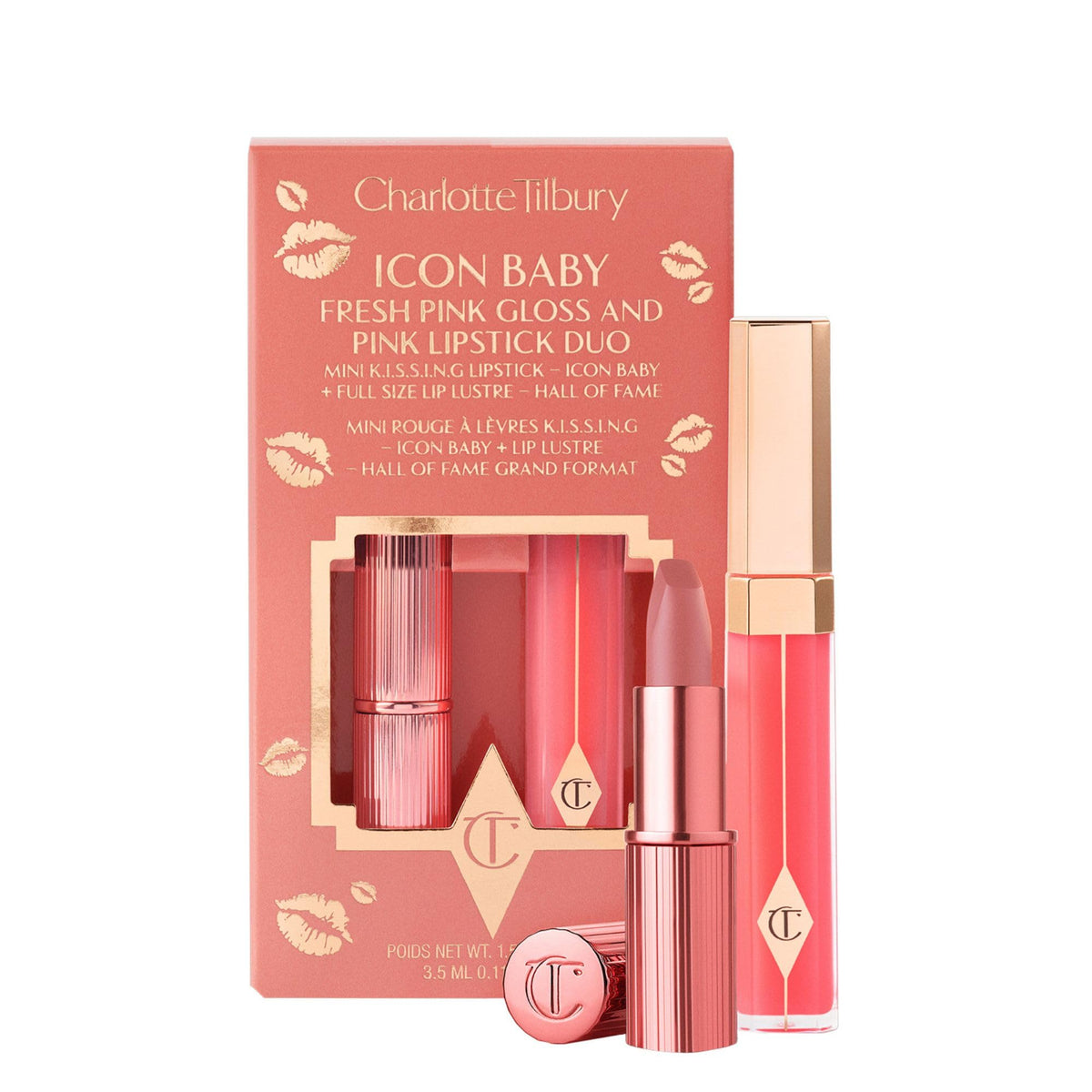 Light Coral Charlotte Tilbury Icon Baby Lip Duo Kit - Mini Lipstick & Full Size Gloss