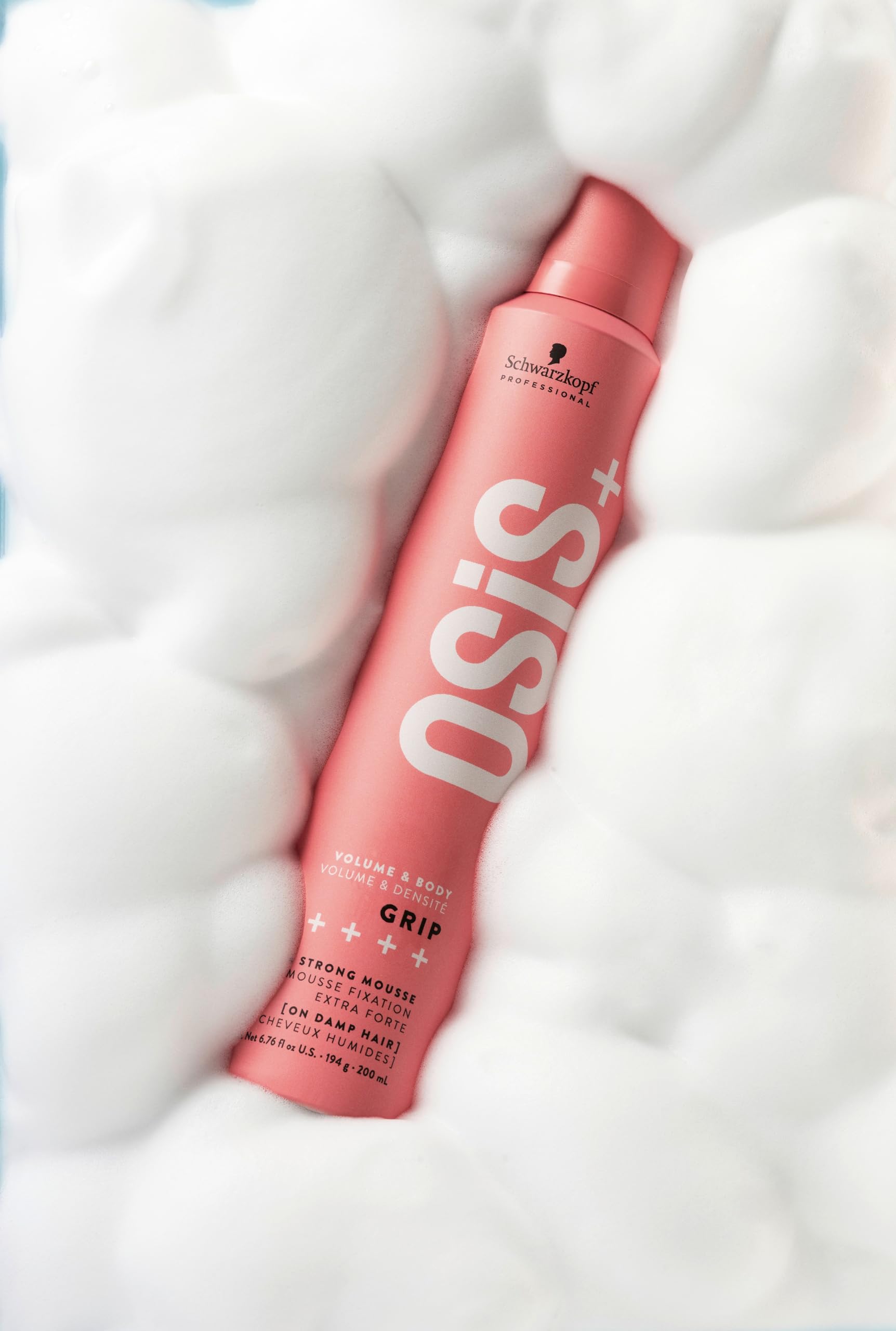 Lavender OSiS+ Grip Extreme Hold Mousse – Extra Strong Control and Volume with Lasting Definition and Natural Shine – Volumizing, Vegan Formula with Heat Protection, 6.76 oz