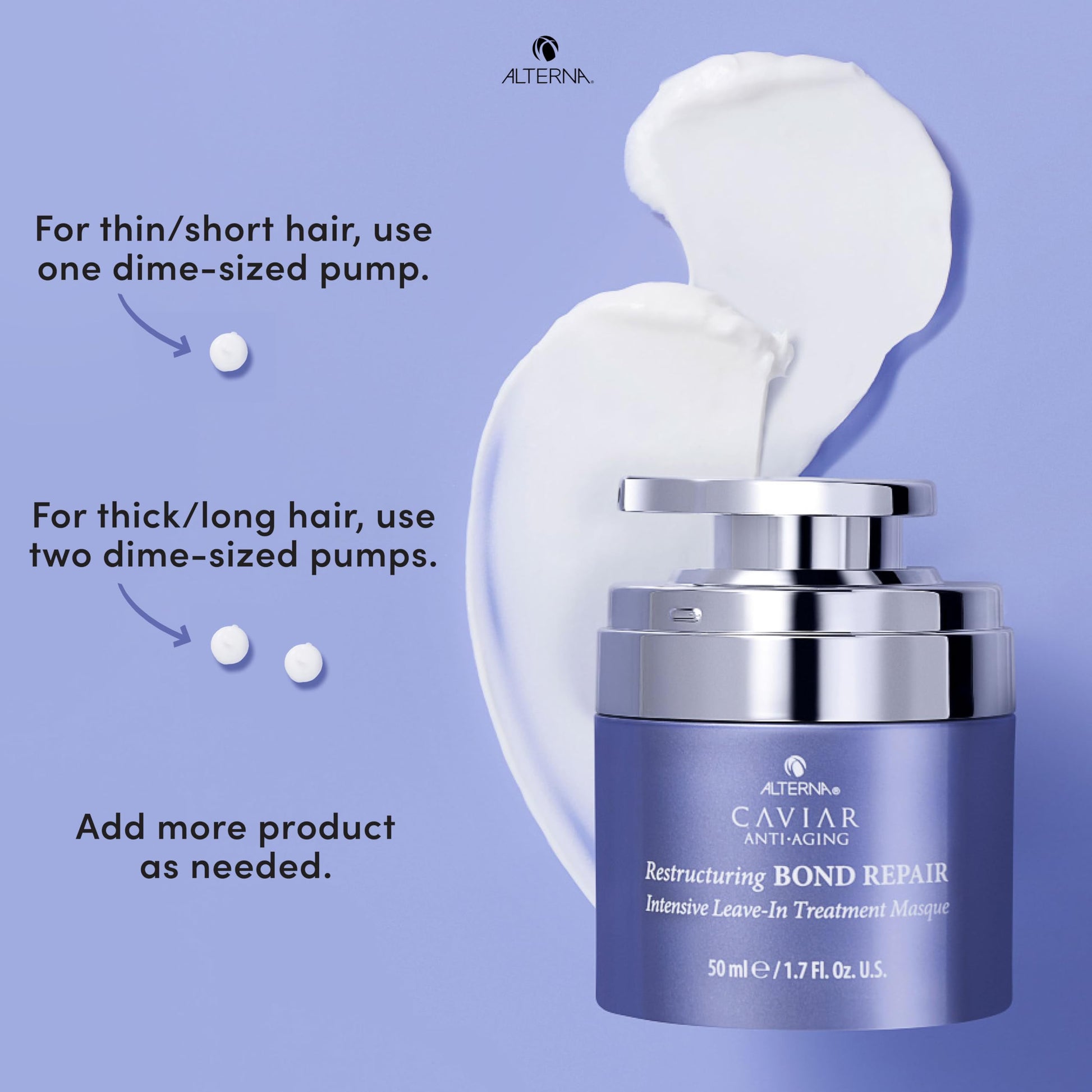 Light Steel Blue Alterna Haircare CAVIAR Anti-Aging Restructuring Bond Repair Intensive Leave-In Treatment Masque 1.7oz | Repairs, Strengthens and Protects Damaged Hair