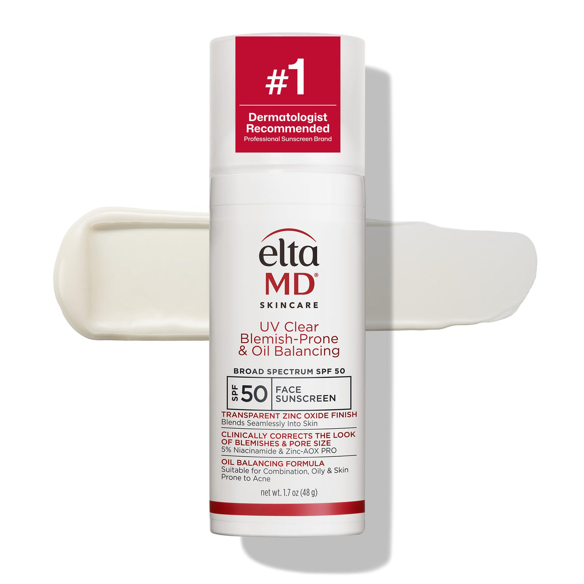 White Smoke EltaMD UV Clear Blemish-Prone and Oil Balancing, Untinted, SPF 50, 0.5 oz