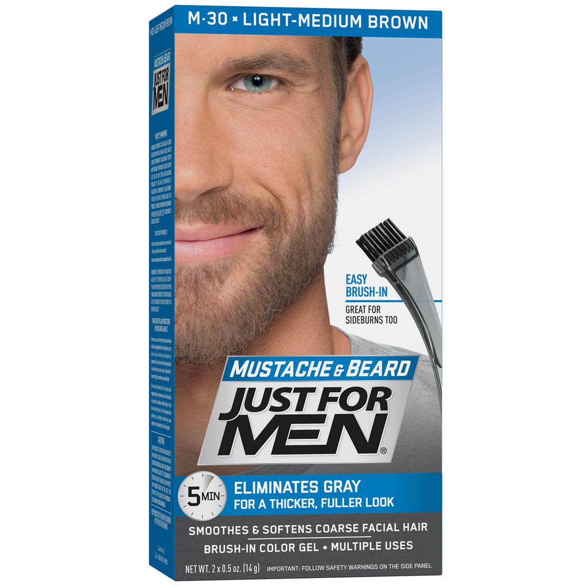 Dim Gray Just For Men Mustache & Beard, Beard Coloring for Gray Hair with Brush Included - Color: Light-Medium Brown, M-30