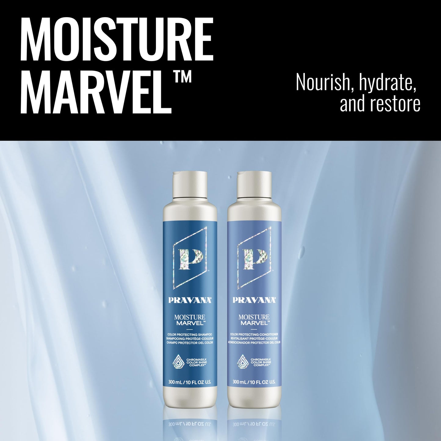 Black Pravana Moisture Marvel Shampoo | Hydrates, Moisturizes & Nourishes | For Dry, Color-Treated Hair | Chromasilk Enhances Shine & Protection | Vegan & Cruelty Free | Paraben & Sulfate Free | 1.7 Fl Oz