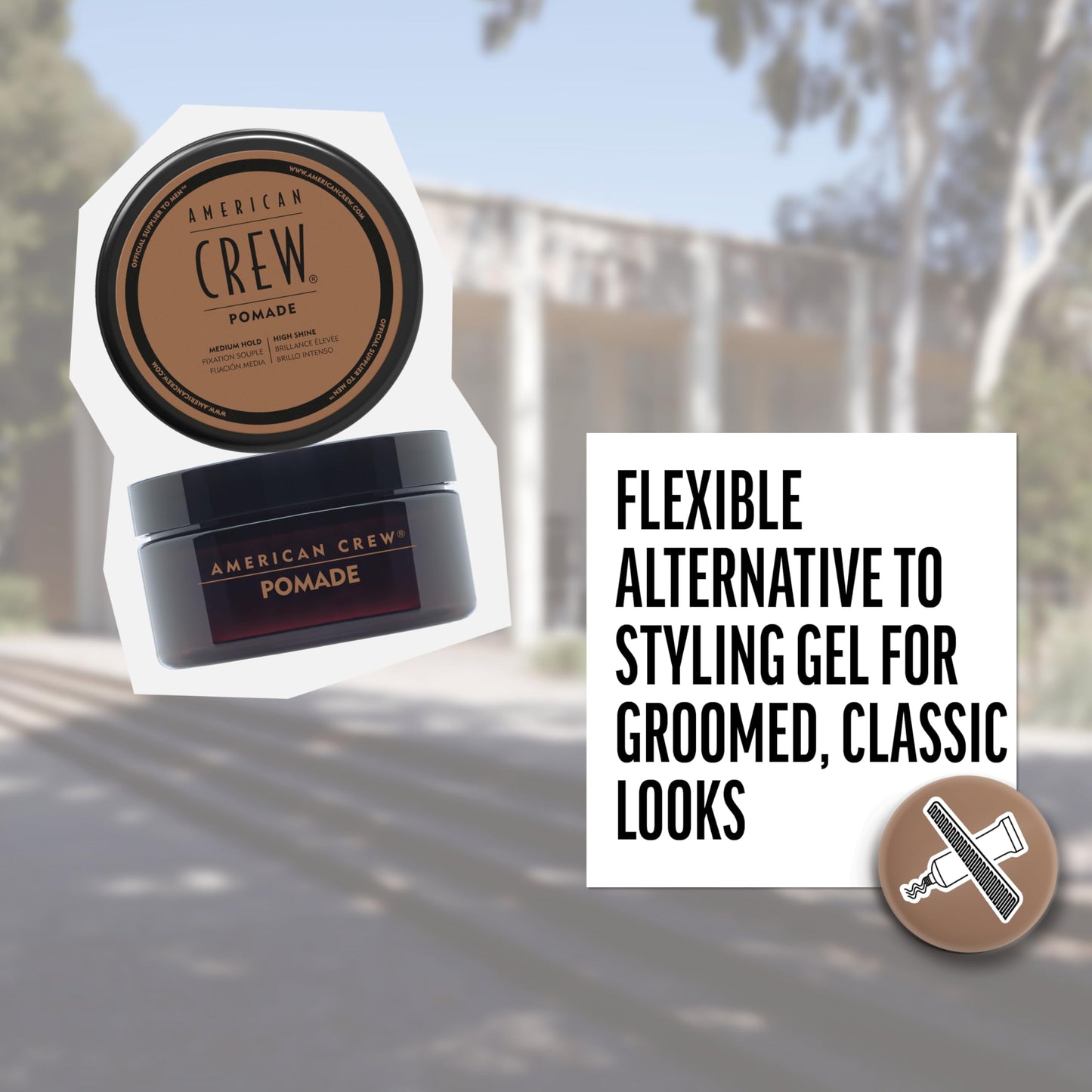 Light Slate Gray American Crew POMADE FOR HOLD AND SHINE 3 OZ for Men
