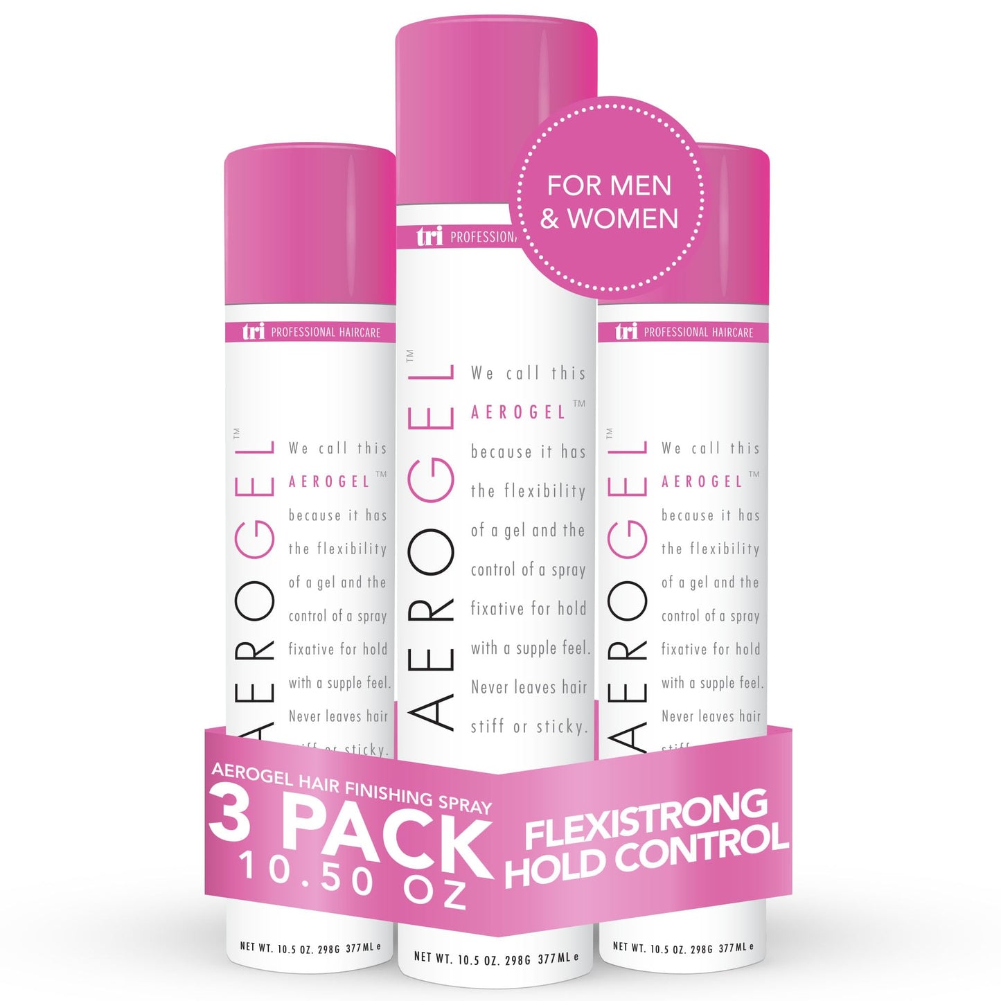 White Smoke TRI Design Aerogel Hairspray - Hair Finishing Spray for Styling, Volumizing and Holding Curly Hair with Flexible Hold - For Women and Men - Pack of 3 (10.5 oz)