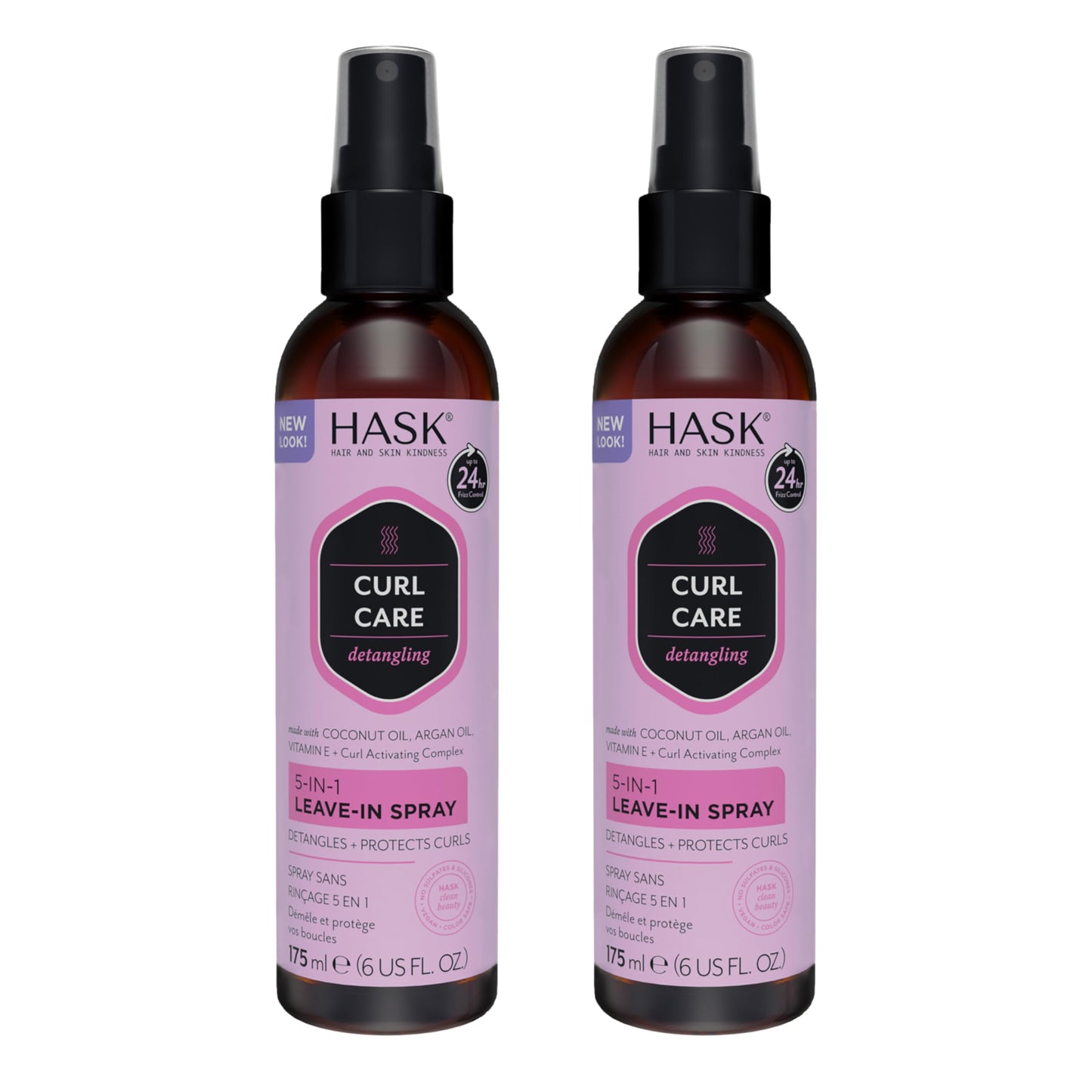 White Smoke HASK CURL CARE 5-IN-1 Leave-In Spray Conditioner 2 Piece Bundle- vegan formula, cruelty free, color safe, gluten-free, sulfate-free, paraben-free