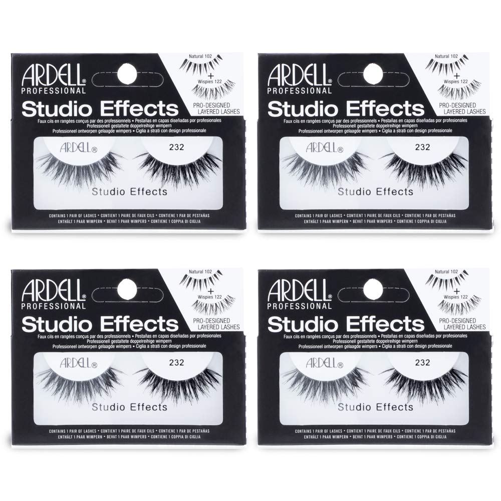 White Smoke Ardell Studio Effects False Eyelashes 232 - Dramatic Volume Lash Strips, Perfect Lashes for Special Occasions and Everyday Glam, 4 Pack