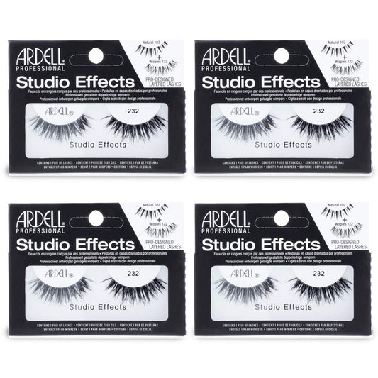 White Smoke Ardell Studio Effects False Eyelashes 232 - Dramatic Volume Lash Strips, Perfect Lashes for Special Occasions and Everyday Glam, 4 Pack