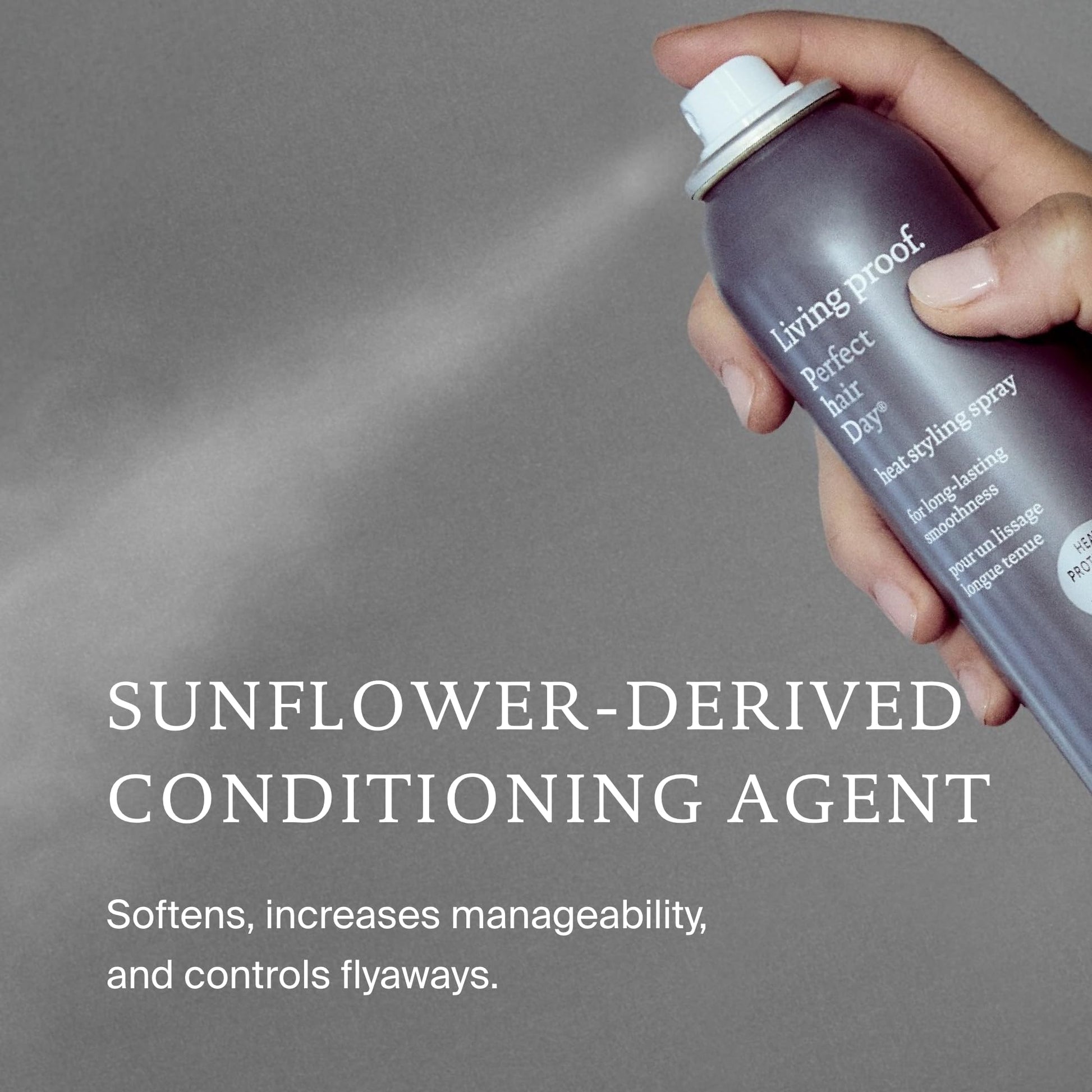 Dim Gray Living proof Perfect Hair Day Heat Styling Spray – Smoothness for 48 Hours, Heat Protection up to 450°F, Ultra-Fine Mist for Damp or Dry Hair, 5.5 oz