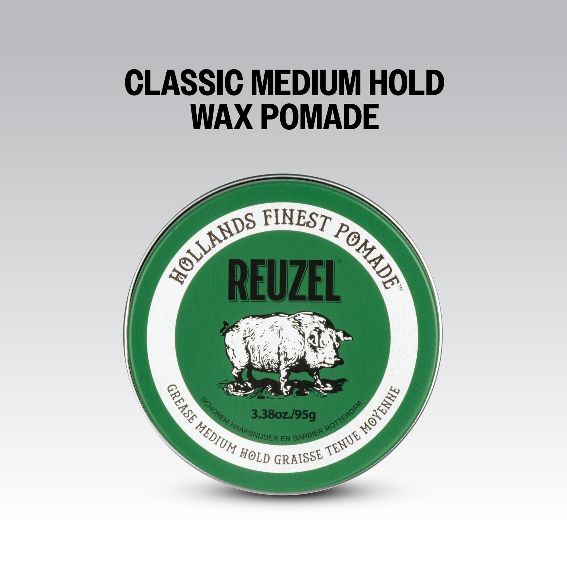 White Smoke REUZEL Green Grease Pomade, Medium All Day Hold, Oil-Based Styling Wax, Medium Shine, Easy To Wash Out, For All Hair Types