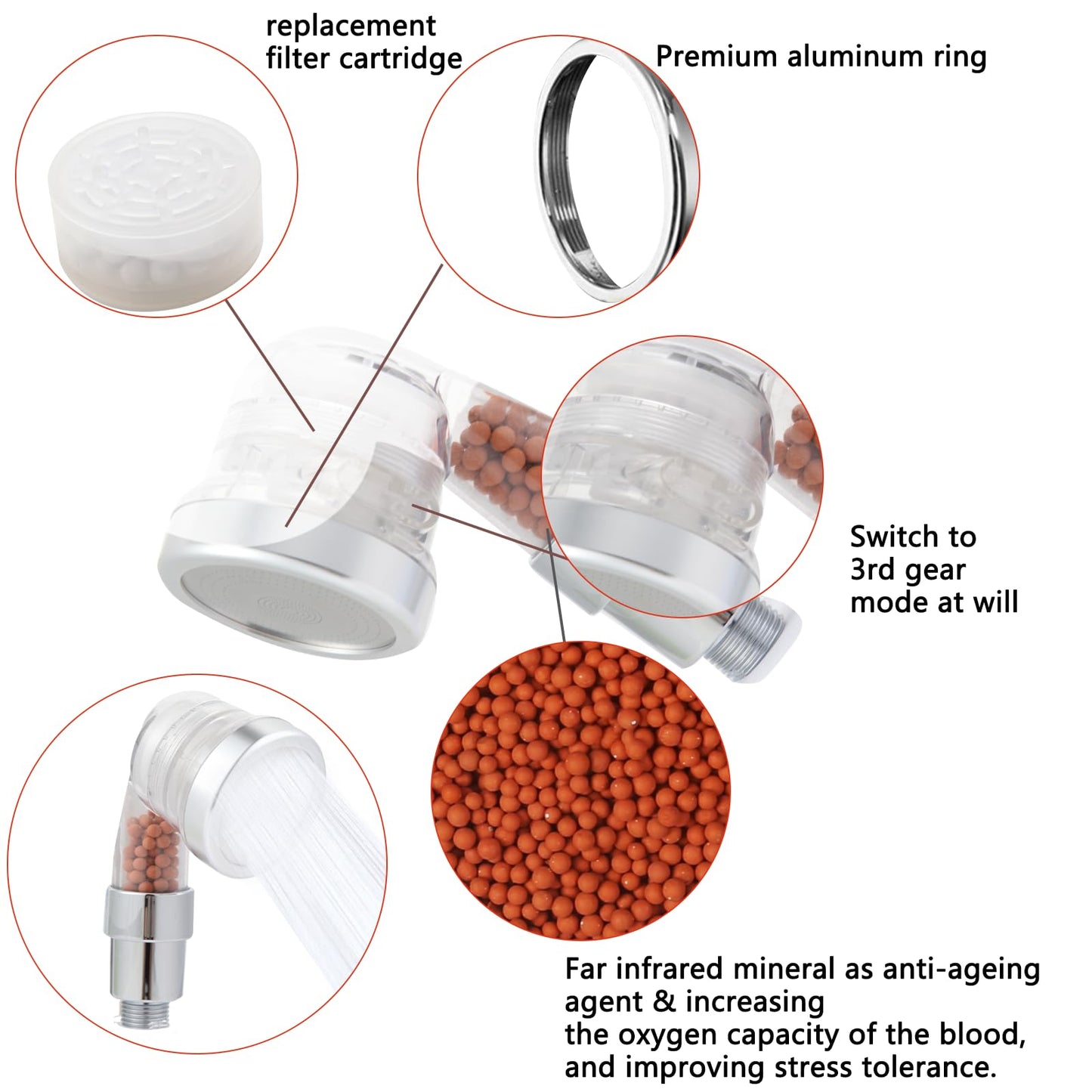 White Smoke Socila Clear Sprayer Head 3 Function With Filter For Shampoo Bowl, High Pressure And Water Saving, Filter For Dry & Frizz Hair