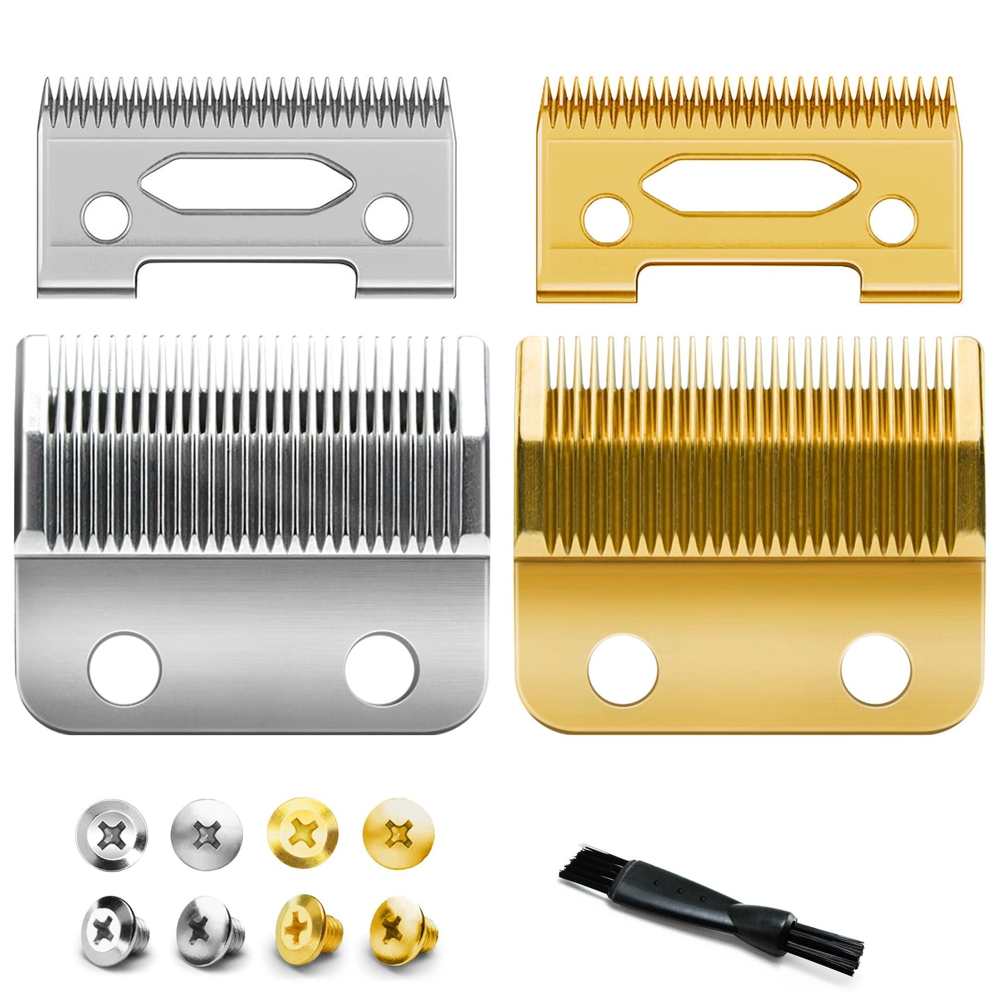 White Smoke Fit for Wahl Clippers Replacement Blade, Professional Precision 2 Hole Adjustable Hair Trimmer Parts Gold Silver Blades Compatible with Wahl 5 Star Series, Super Taper, Magic Clip Clipper, 2pack