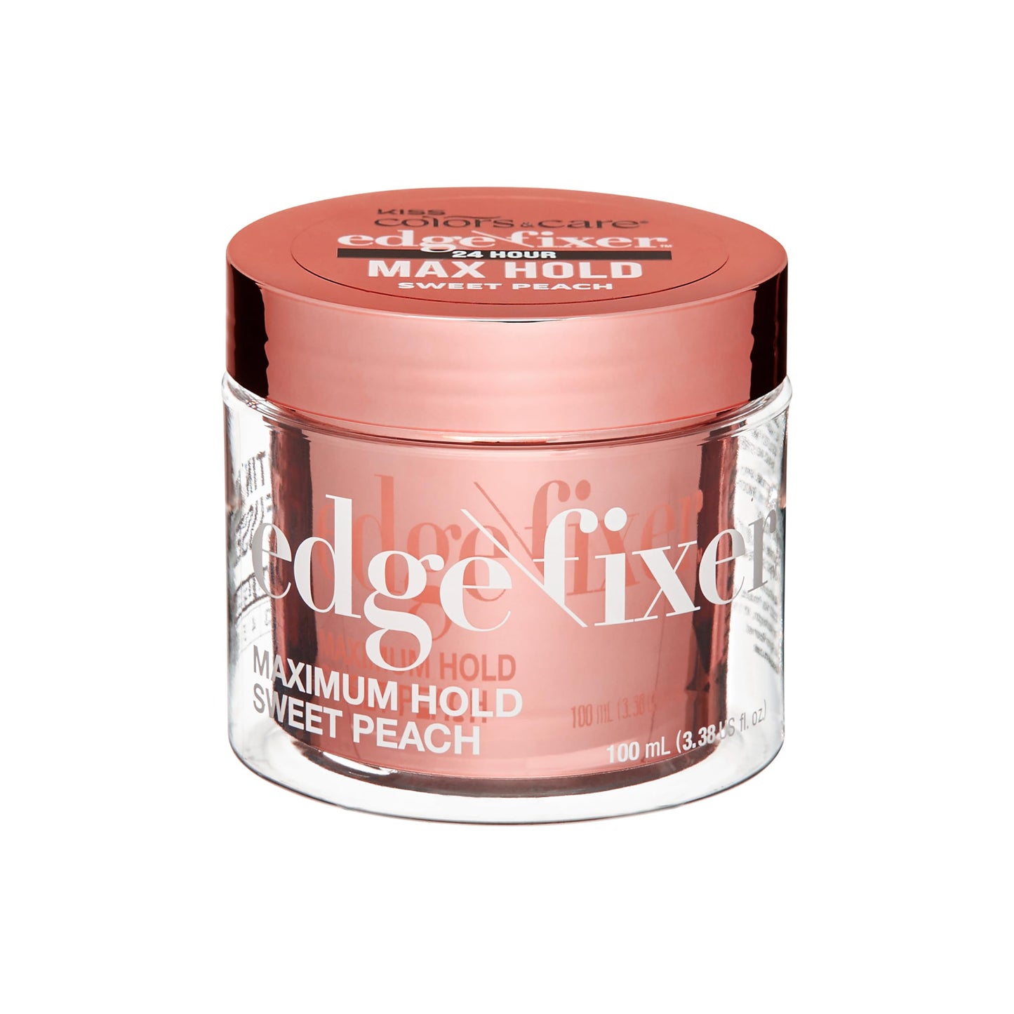 White Smoke KISS COLORS & CARE Maximum Hold Edge Fixer, Non-Greasy Gel Formula Infused With Biotin B7, 24 Hour Hold, ‘Sweet Peach’ Scented, 3.38 Fl. Oz. (100 ml)