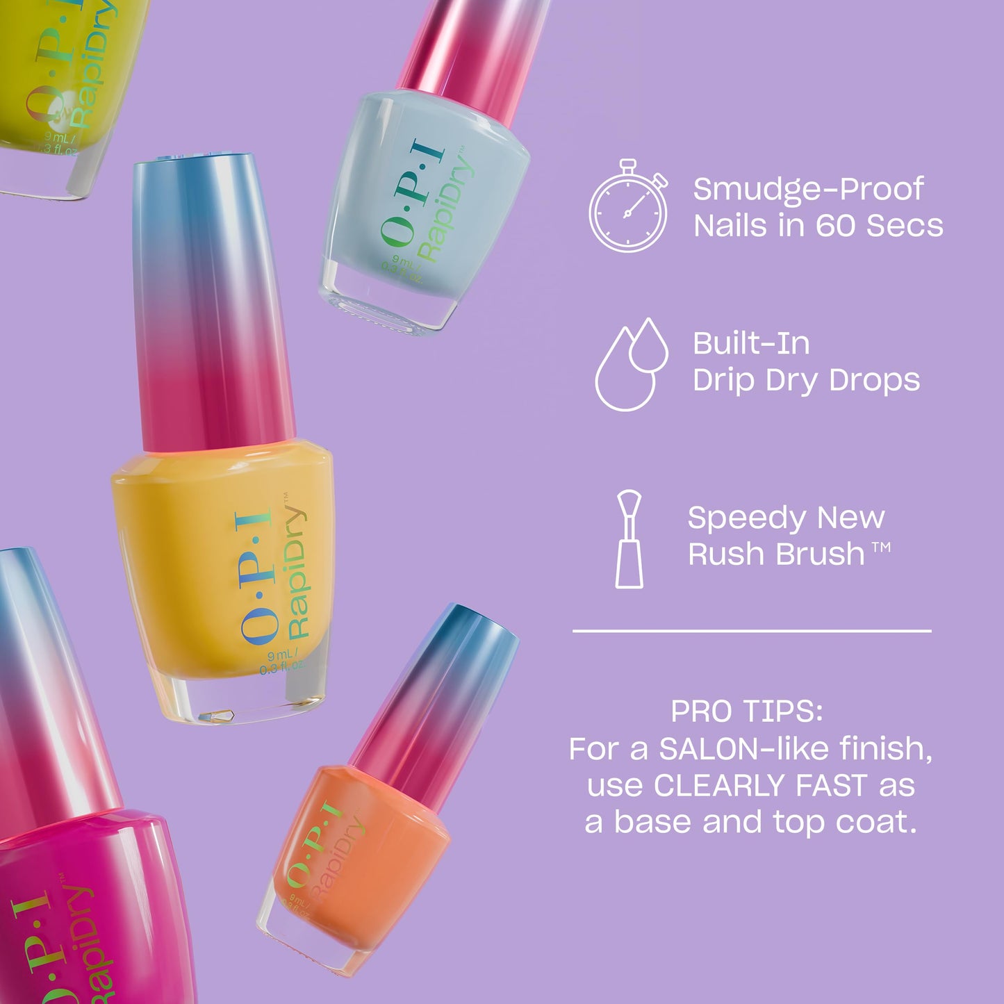 Light Steel Blue OPI RapiDry Snap Your Fingers | Opaque Soft Blue Crème Quick Dry Nail Polish | Vegan, Smudge Proof, Fast Drying