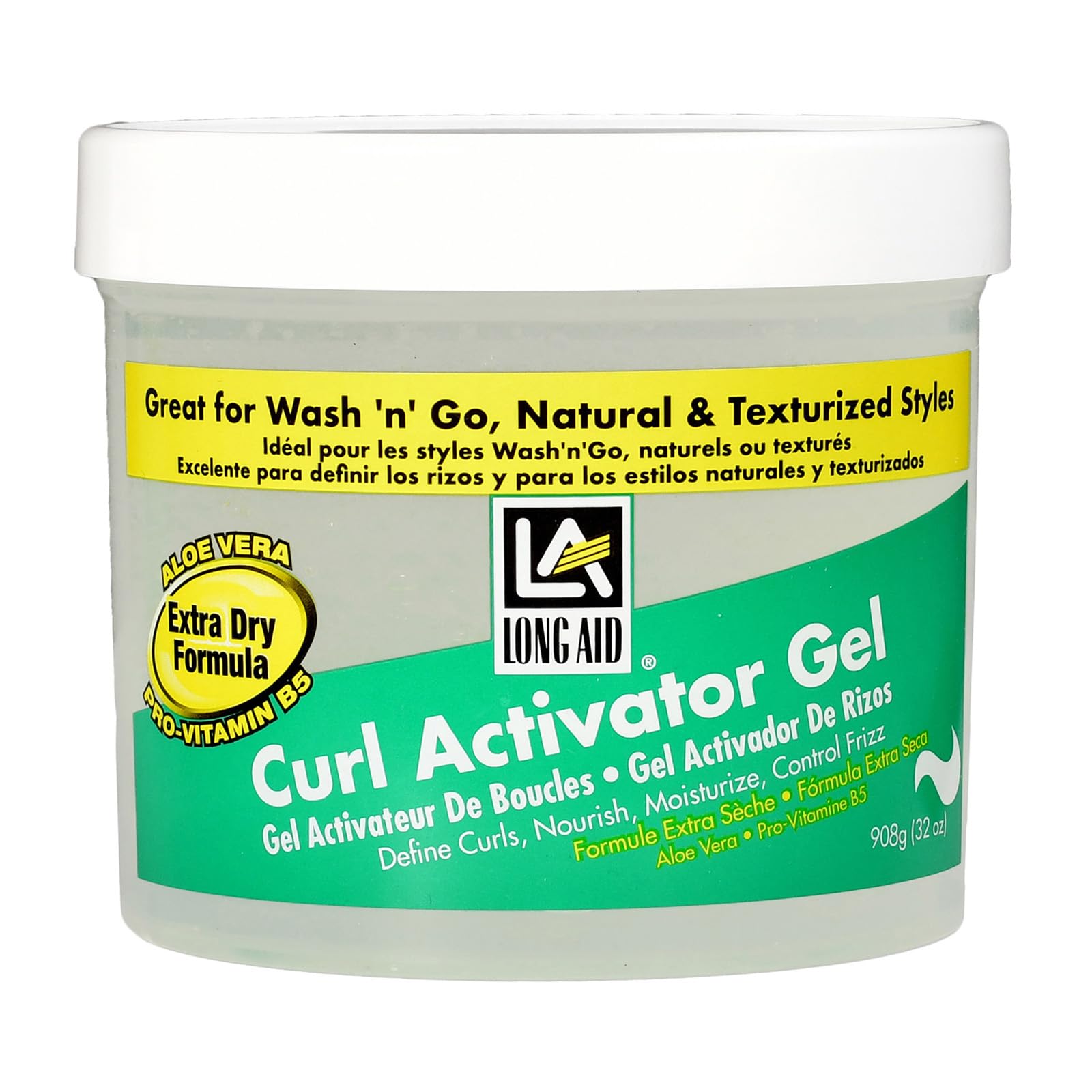 White Smoke AmPro Long-Aid Activator Gel - Enriched with Aloe Vera, Protein, and Vitamin B Complex - Brings Essential Moisture to Strands - Defines Your Natural Curls - Extra Dry - 32 oz