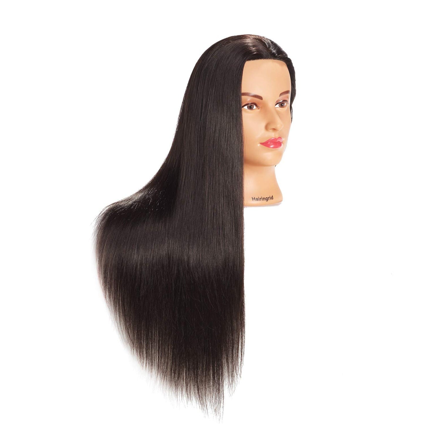 White Smoke Hairingrid 26"-28" Mannequin Head Hair Styling Training Manikin Cosmetology Doll Head Synthetic Fiber Hair and Free Clamp Holder (Black)