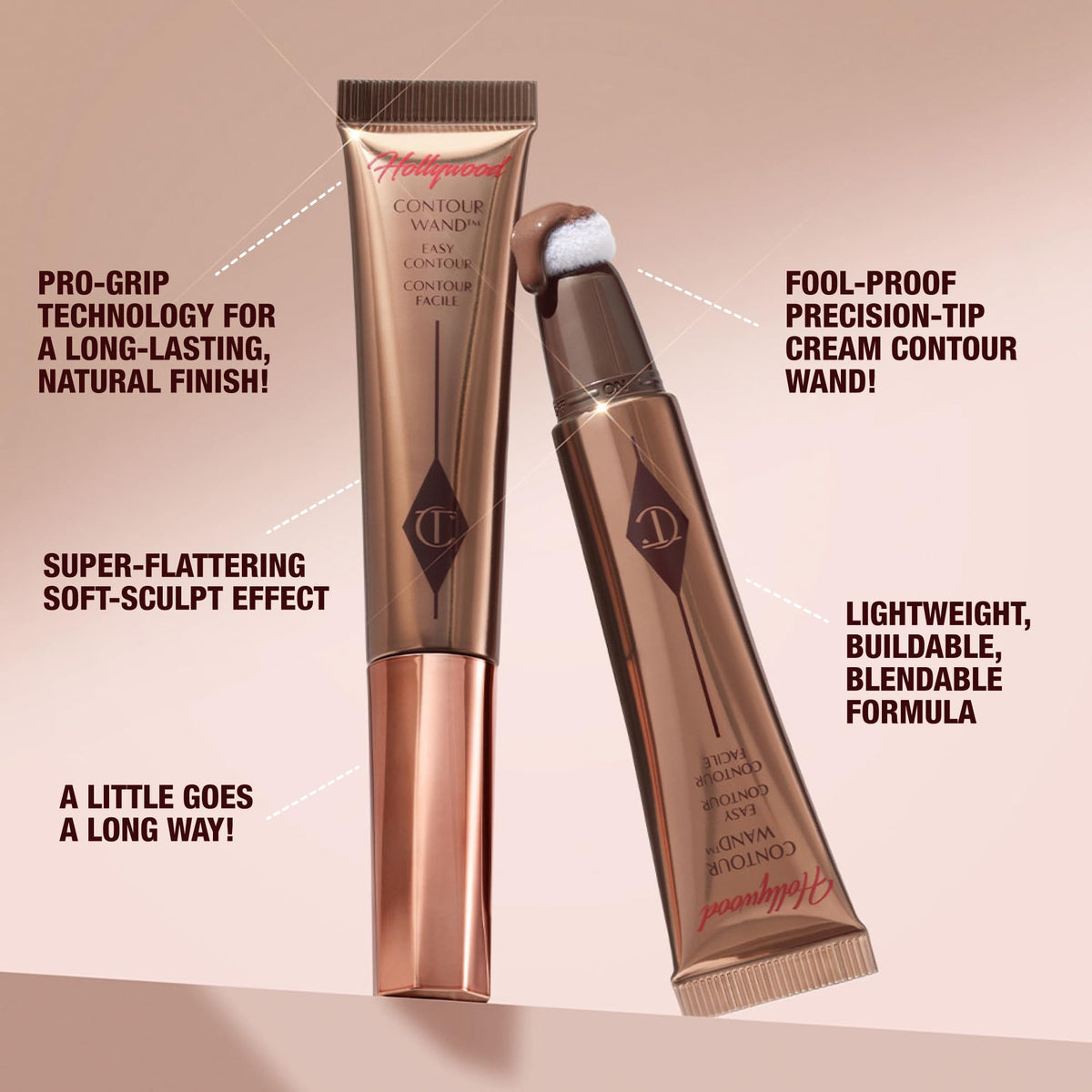 Misty Rose Charlotte Tilbury Hollywood Liquid Contour Wand - Easy-to-Use Contour Stick & Liquid Bronzer for Sculpting & Shaping - Leaves a Natural-Looking Sculpted Finish