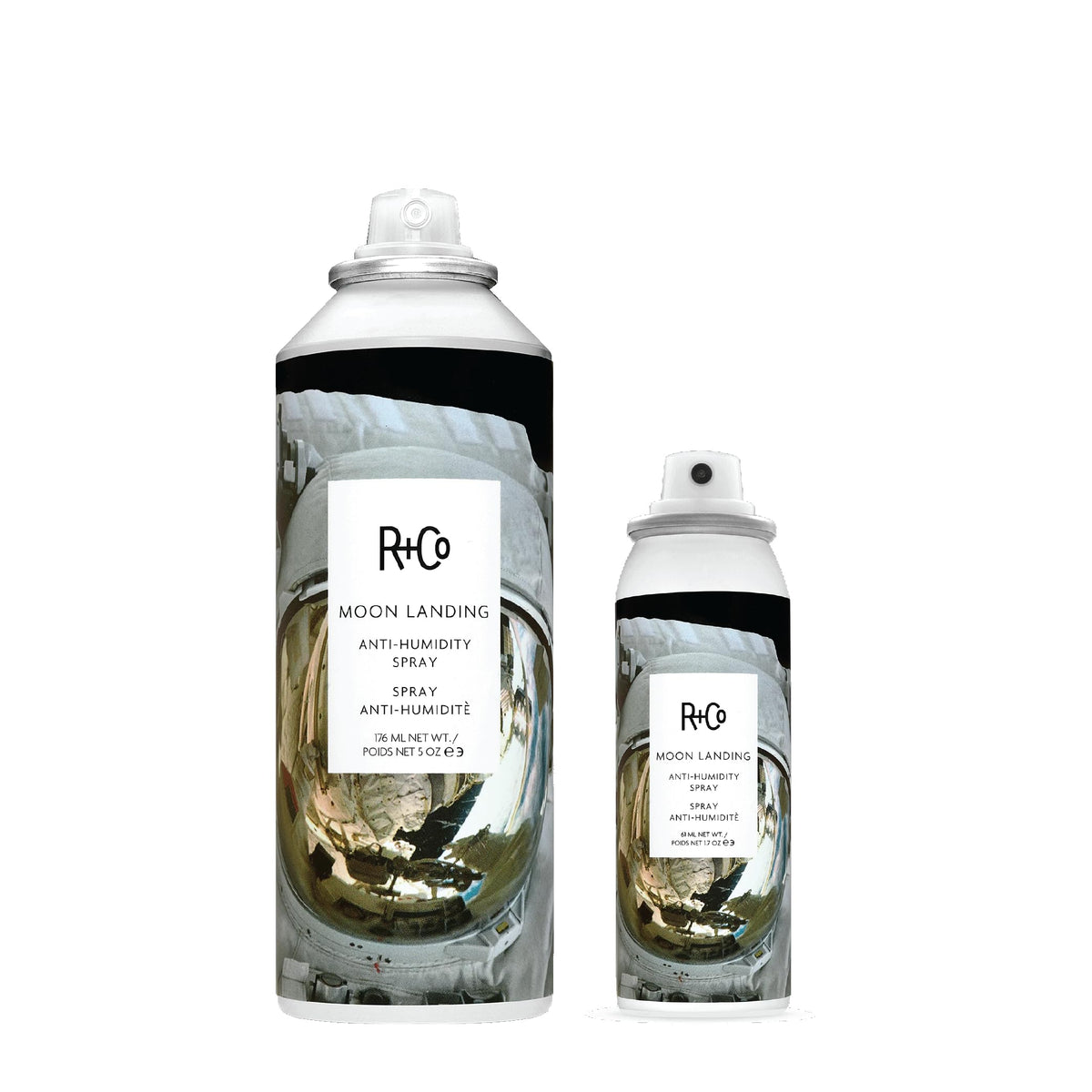 White Smoke R+Co Moon Landing Anti-Humidity Spray Set, Controls Frizz, 5oz