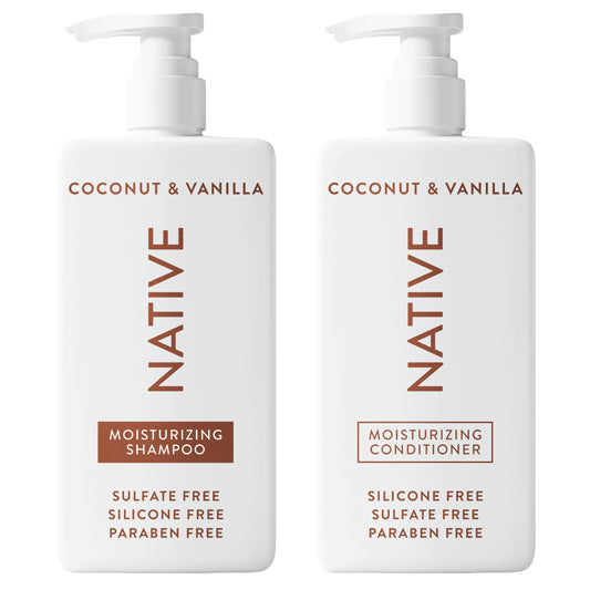 White Smoke Native Coconut & Vanilla Shampoo and Conditioner Contain Naturally Derived Ingredients | All Hair Types, Color & Treated, Fine to Dry Damaged, Sulfate & Dye Free - 2-Pack