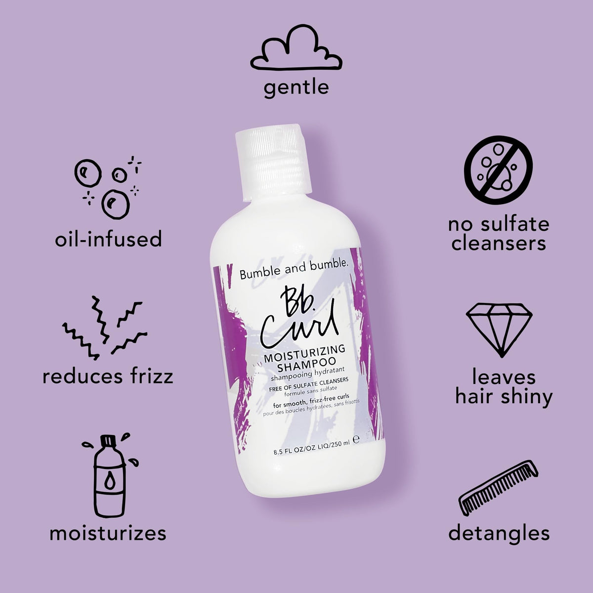 Gray Bumble and bumble. Curl Moisturizing Shampoo | Gently Cleanses Coils, Curls, Waves | Anti Frizz | Sulfate Cleanser Free | With Jojoba, Avocado + Coconut Oil | Pump Sold Separately, 33.8 Fl Oz