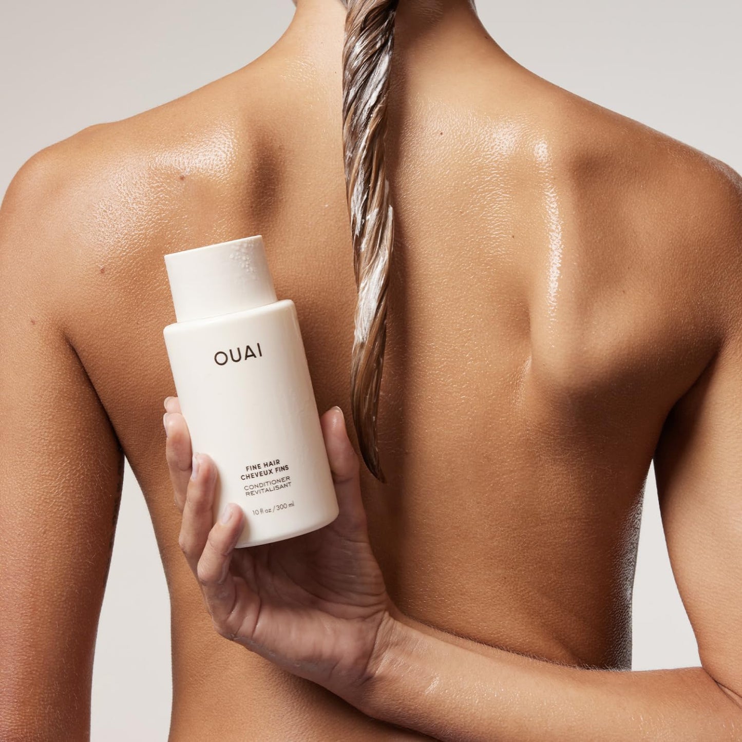 Tan OUAI Fine Hair Conditioner - Volumizing Conditioner for Fine Hair Made with Keratin, Biotin and Chia Seed Oil - Adds Softness, Bounce and Volume - Free from Parabens, Sulfates, and Phthalates (10 Oz)