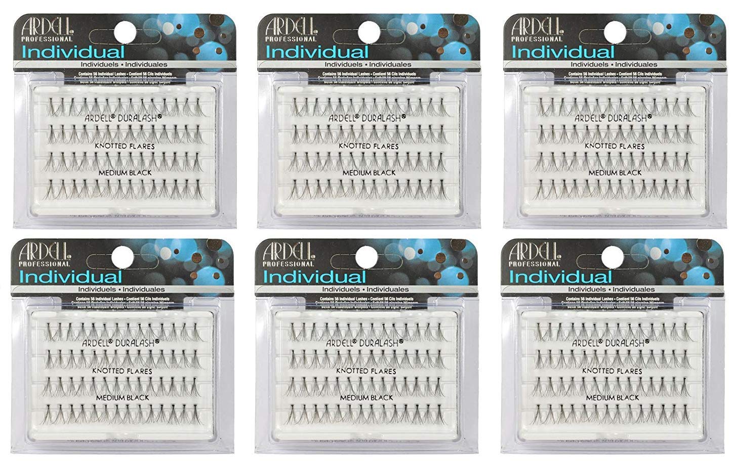 Gray (6 PACK) Ardell Duralash Knotted Flares Medium Black